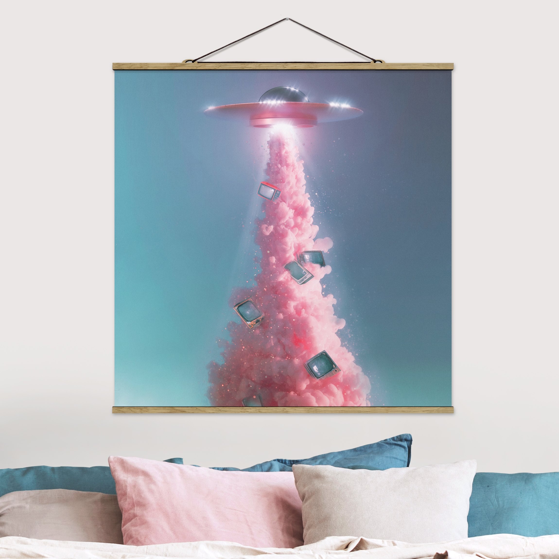 Stoffbild mit Posterleisten Multimedia Ufo