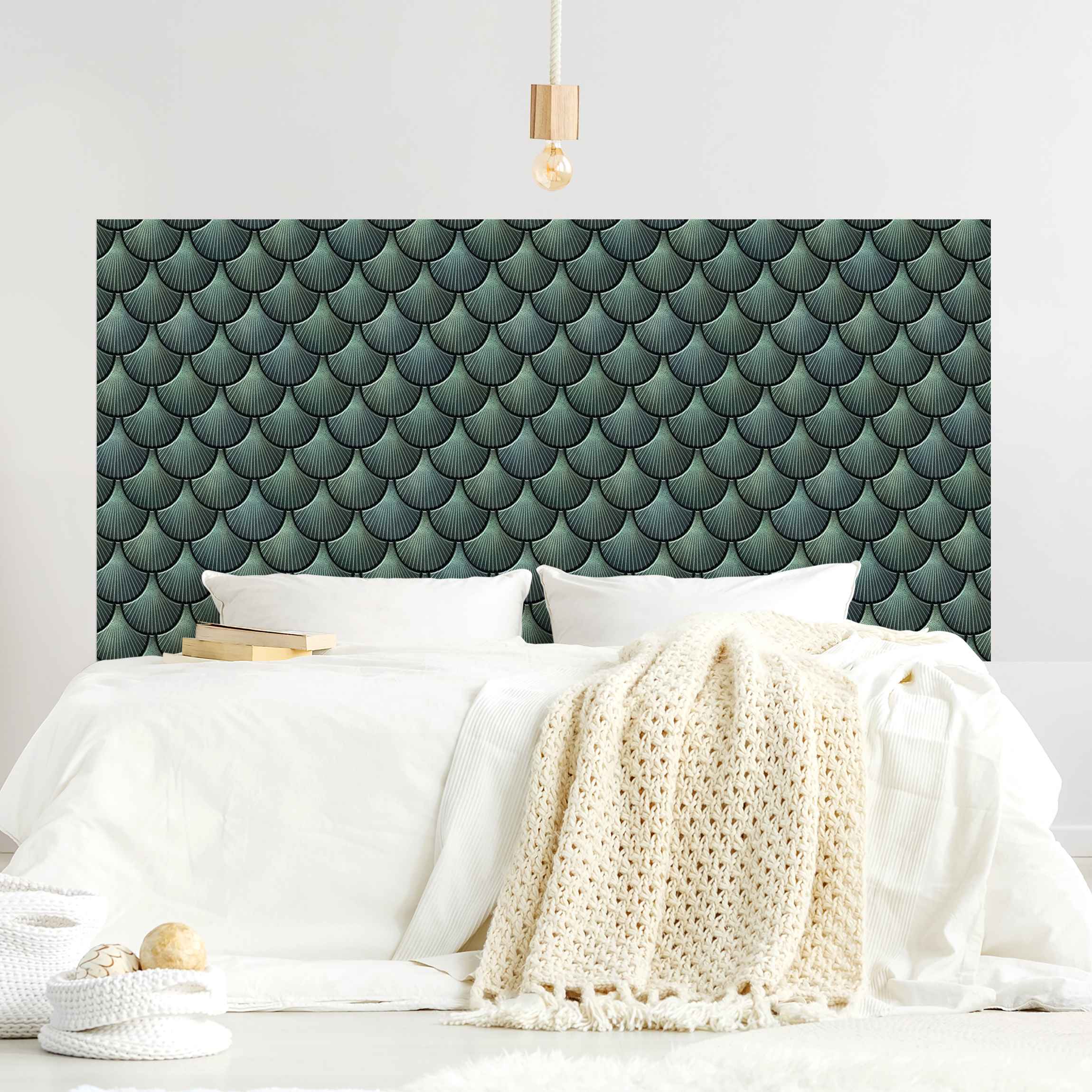 Kopfteil Bett Muschel Fliesen Keramikoptik Eucalyptus