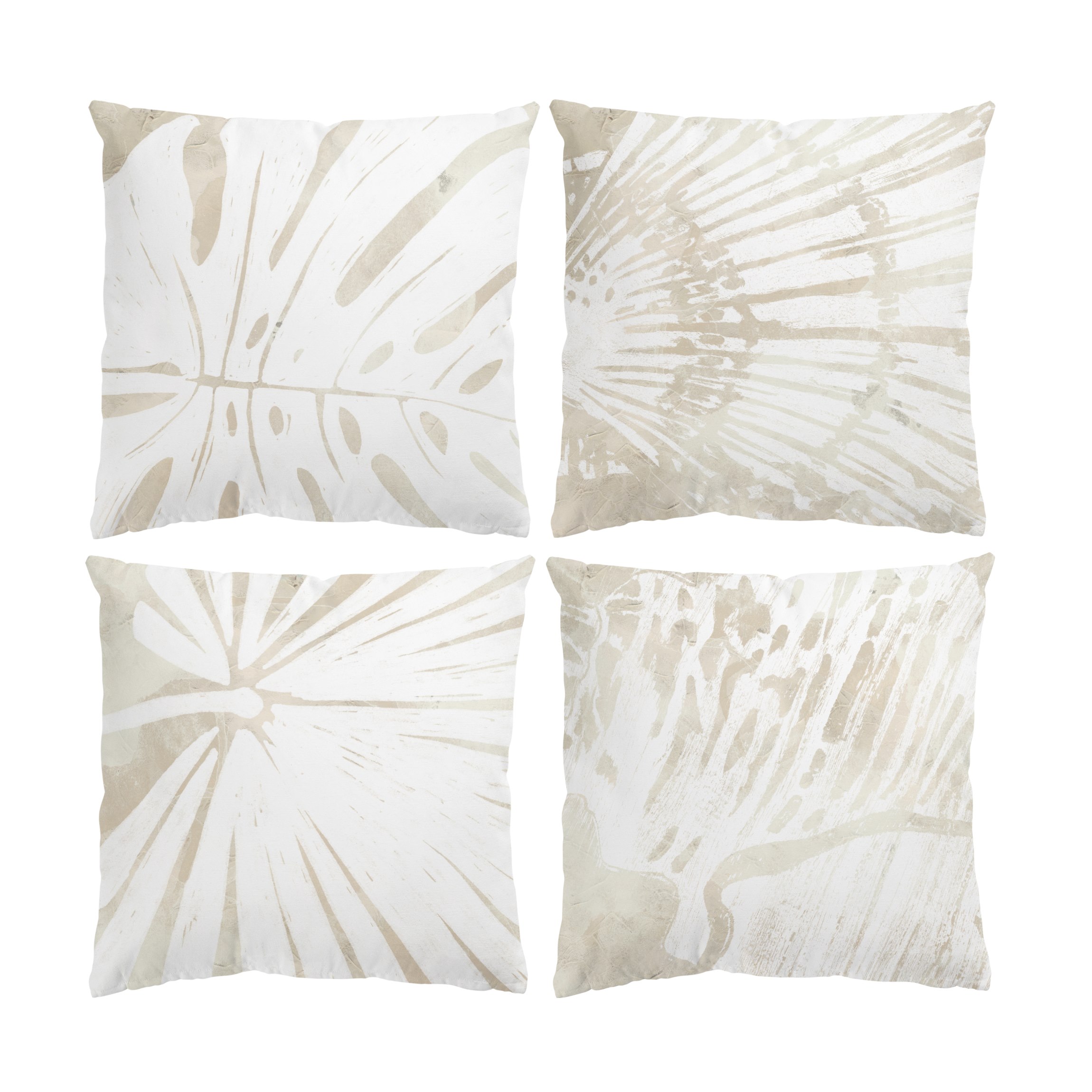 Dekokissen 4er Set Muschel Palmenblätter Silhouetten Set