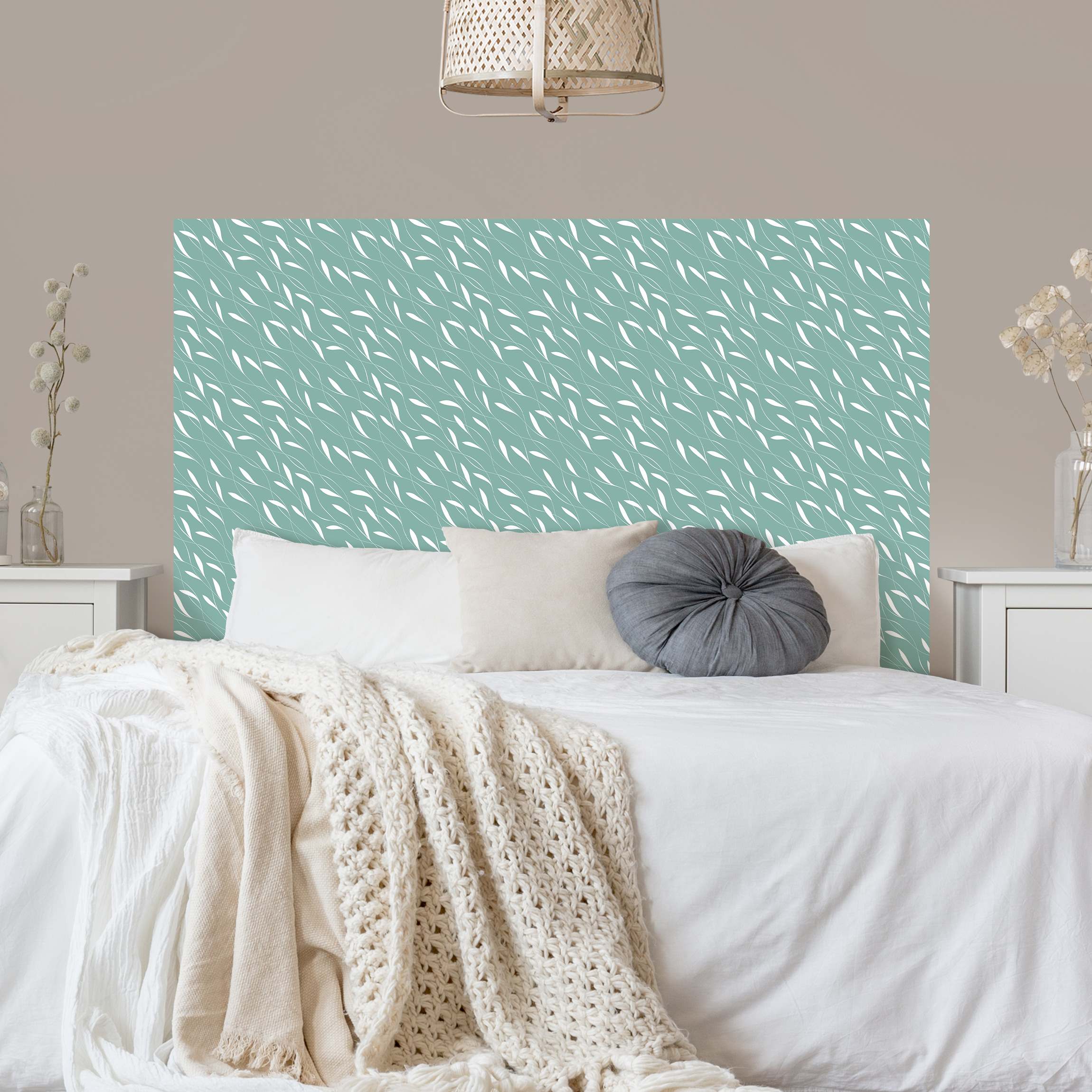 Kopfteil Bett Natürliches Muster Windhauch auf Blau