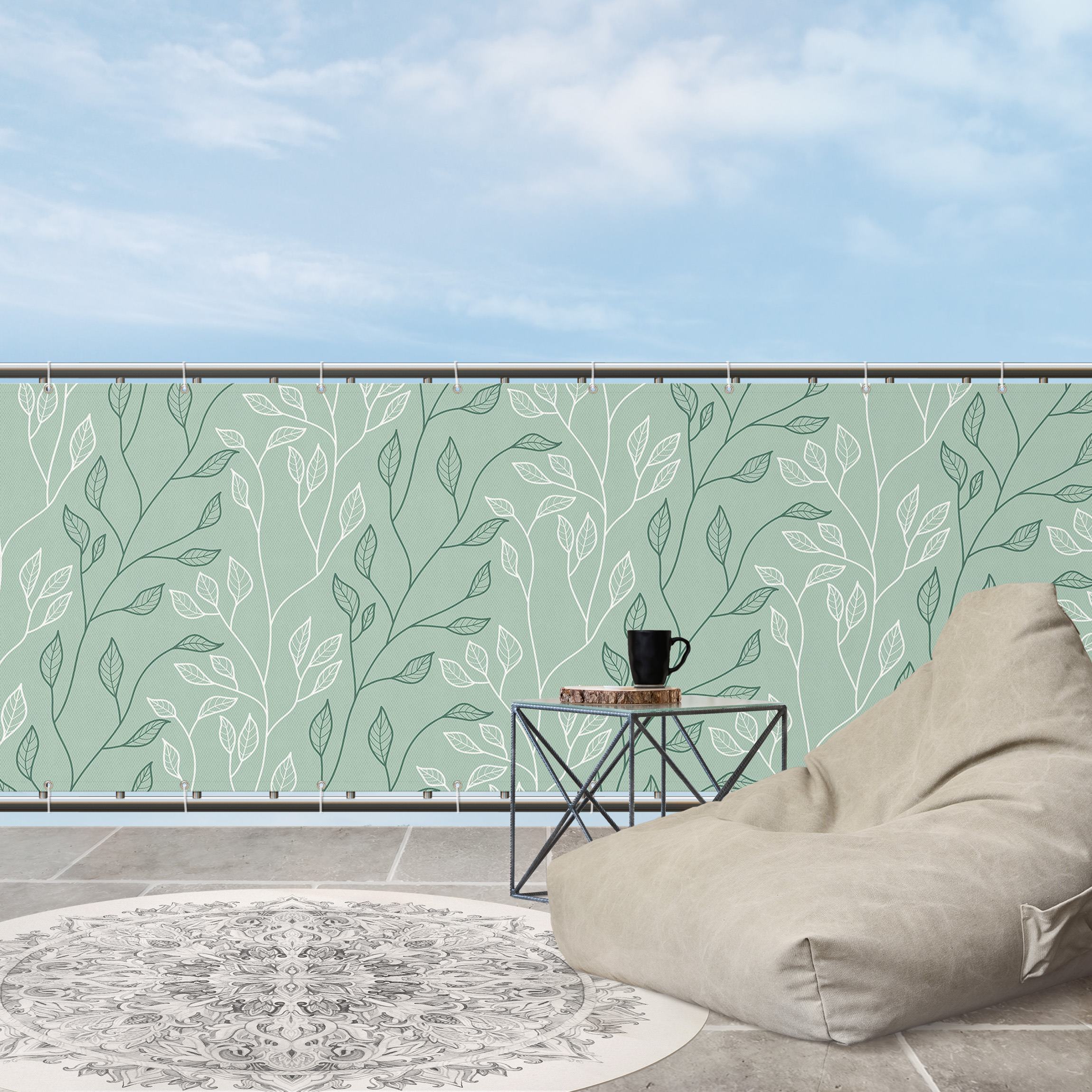 Balkon Sichtschutz Natürliches Muster Zweige mit Blättern