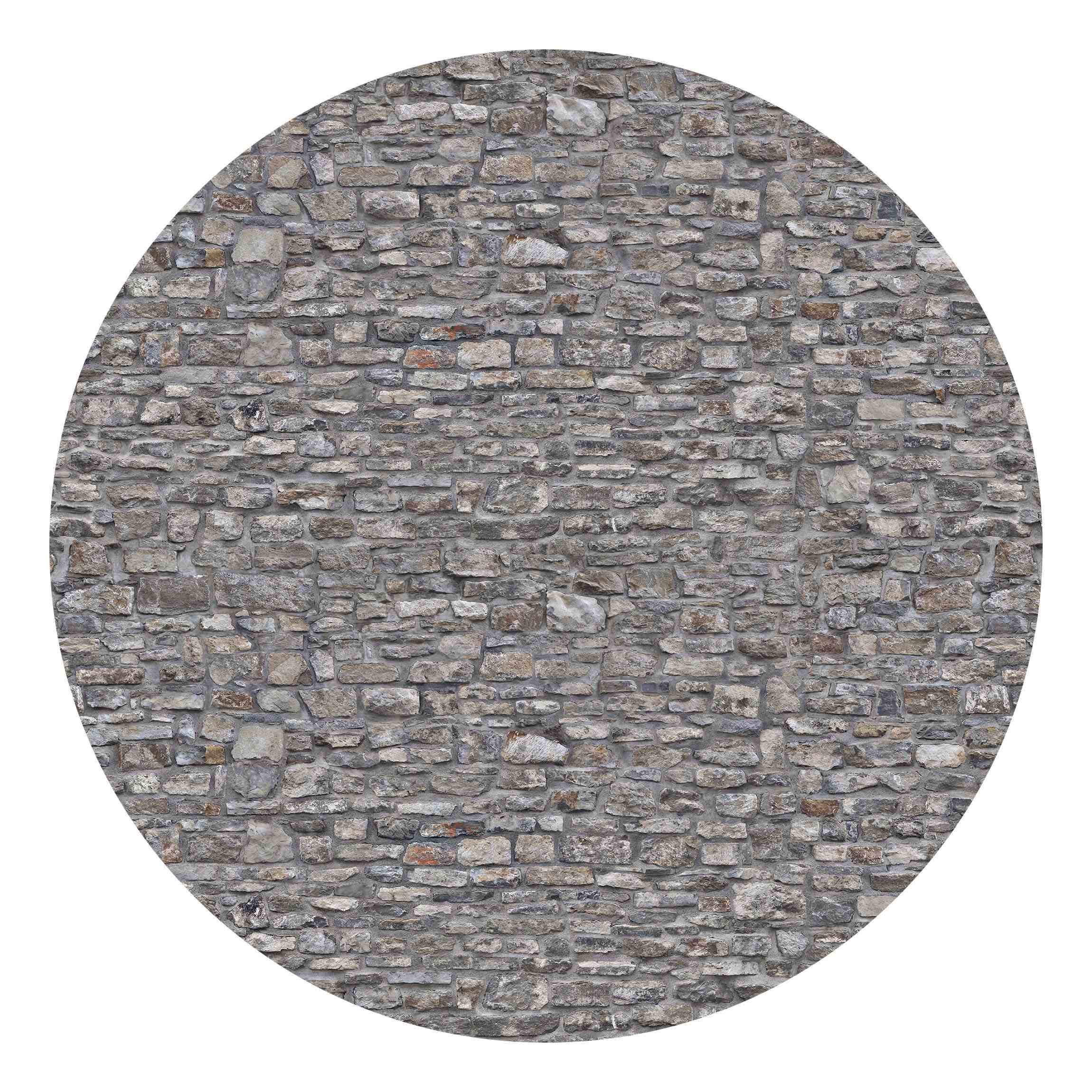 Runde Fototapete selbstklebend Naturstein Tapete Alte Steinmauer