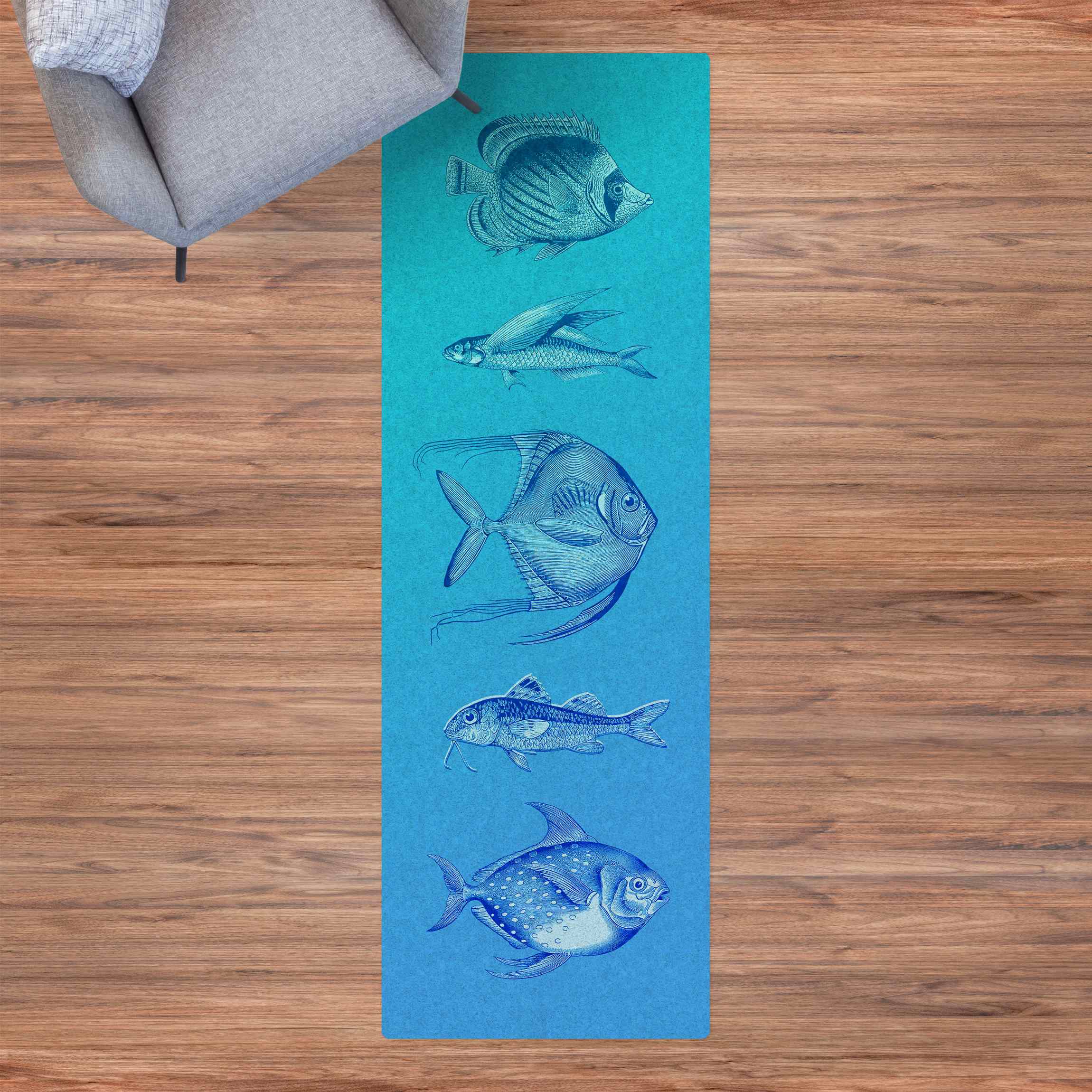 Kork-Teppich Nautik Fünf Fische