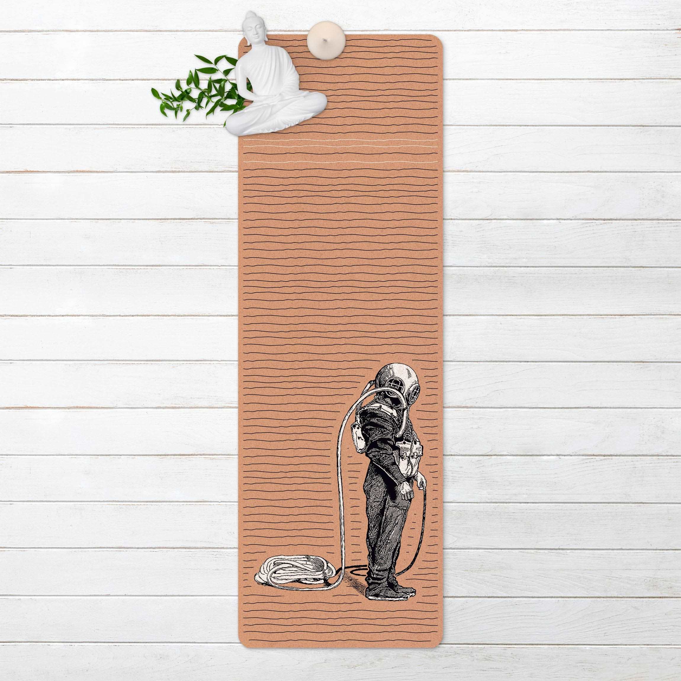 Yogamatte Kork Nautik Vintage Taucher