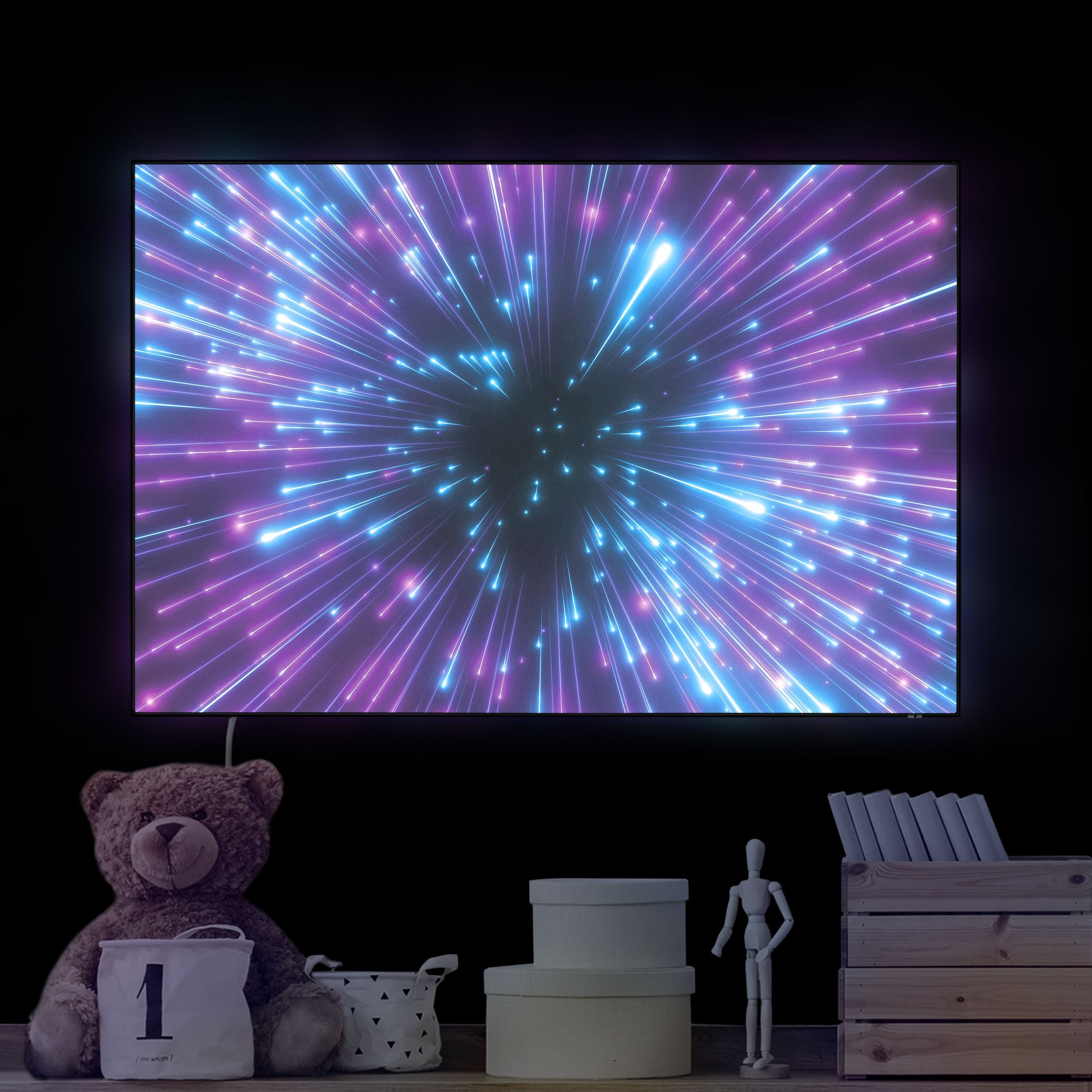 LED-Wechselbild Neon Feuerwerk