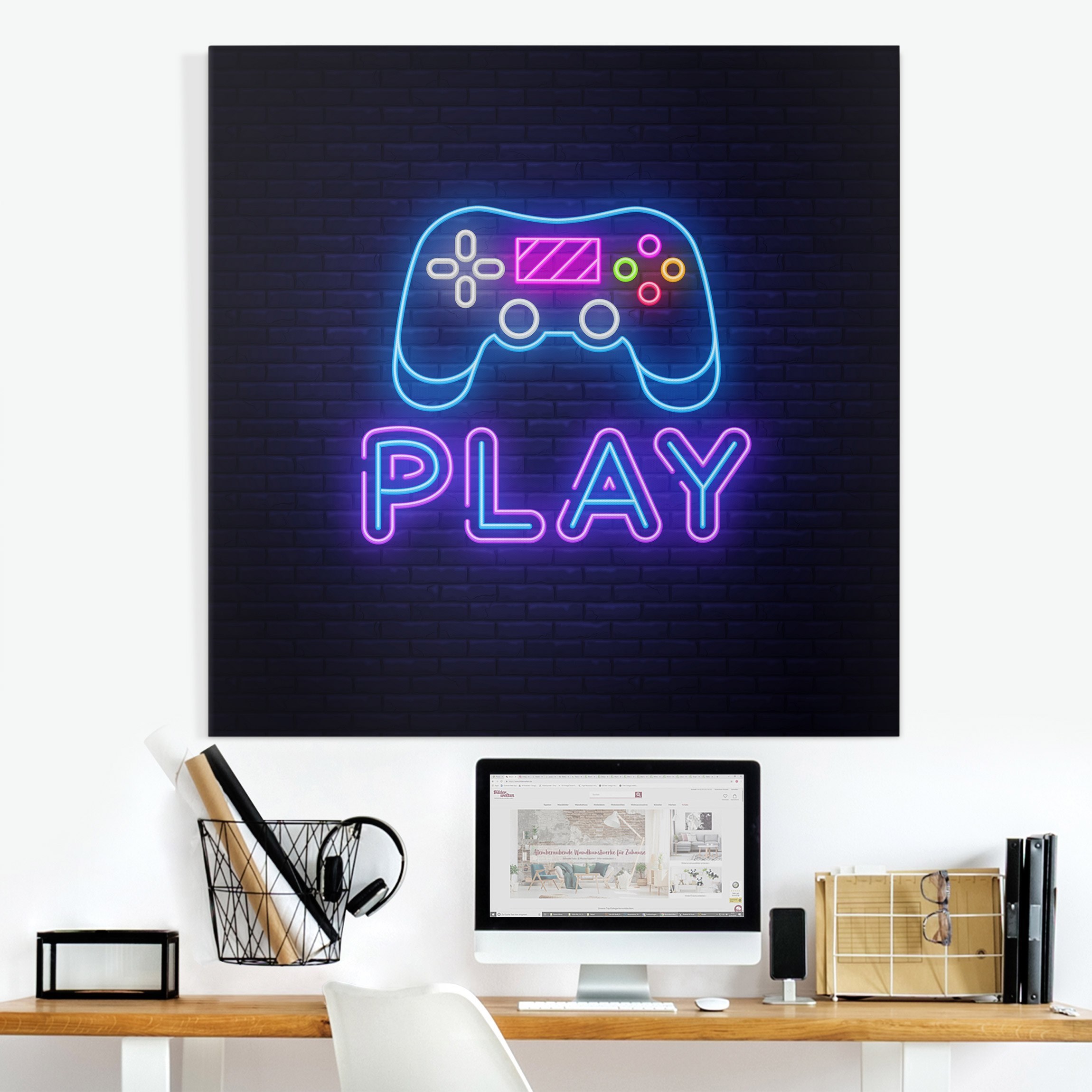 Leinwandbild Neon Gaming Controller