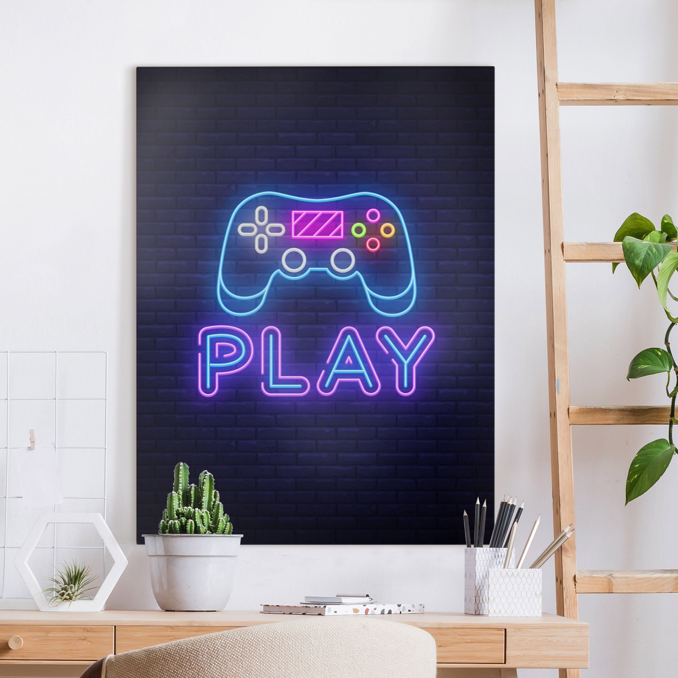 Leinwandbild Neon Gaming Controller