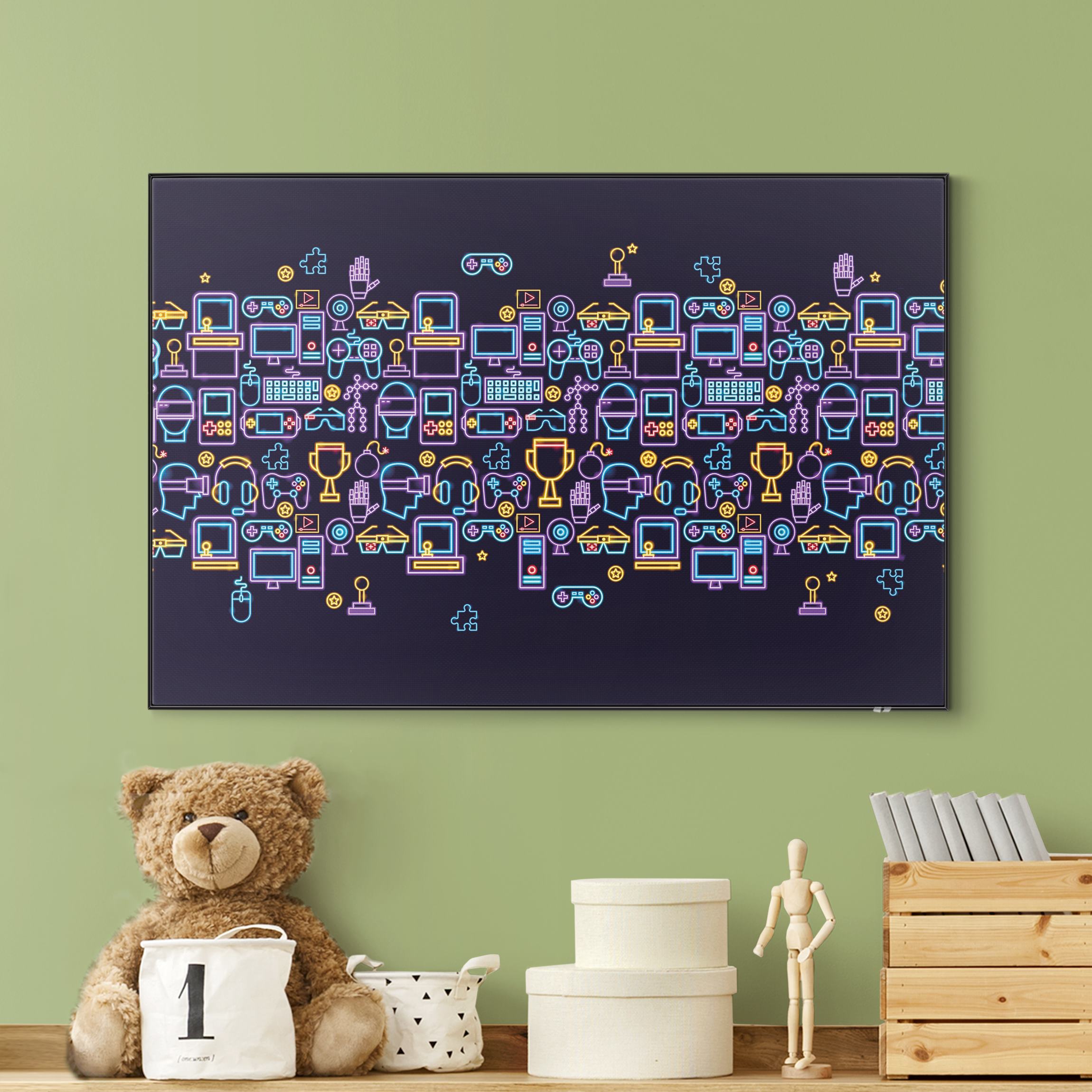 Wechselbild Neon Gaming Symbole