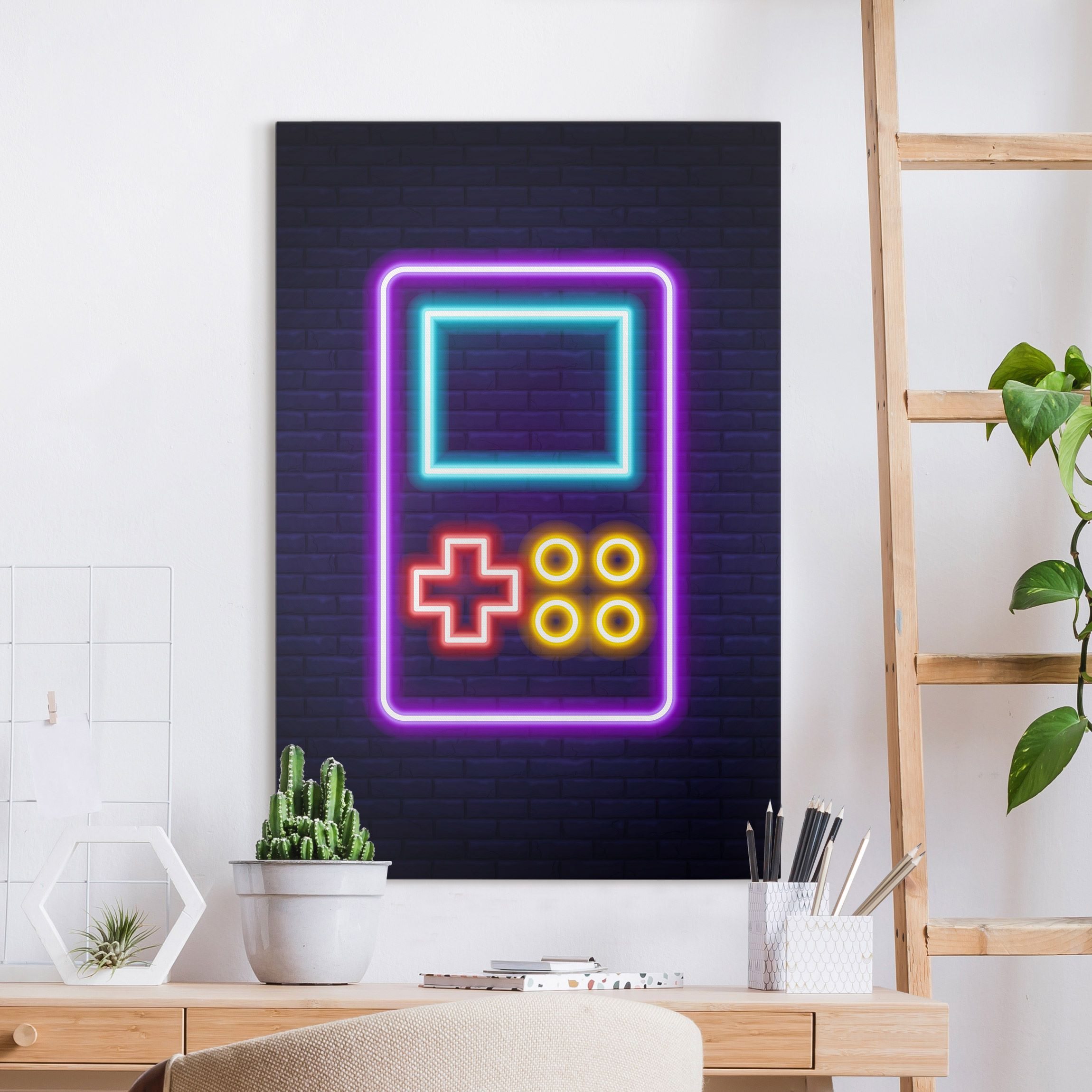 Leinwandbild Neon Klassik Konsole