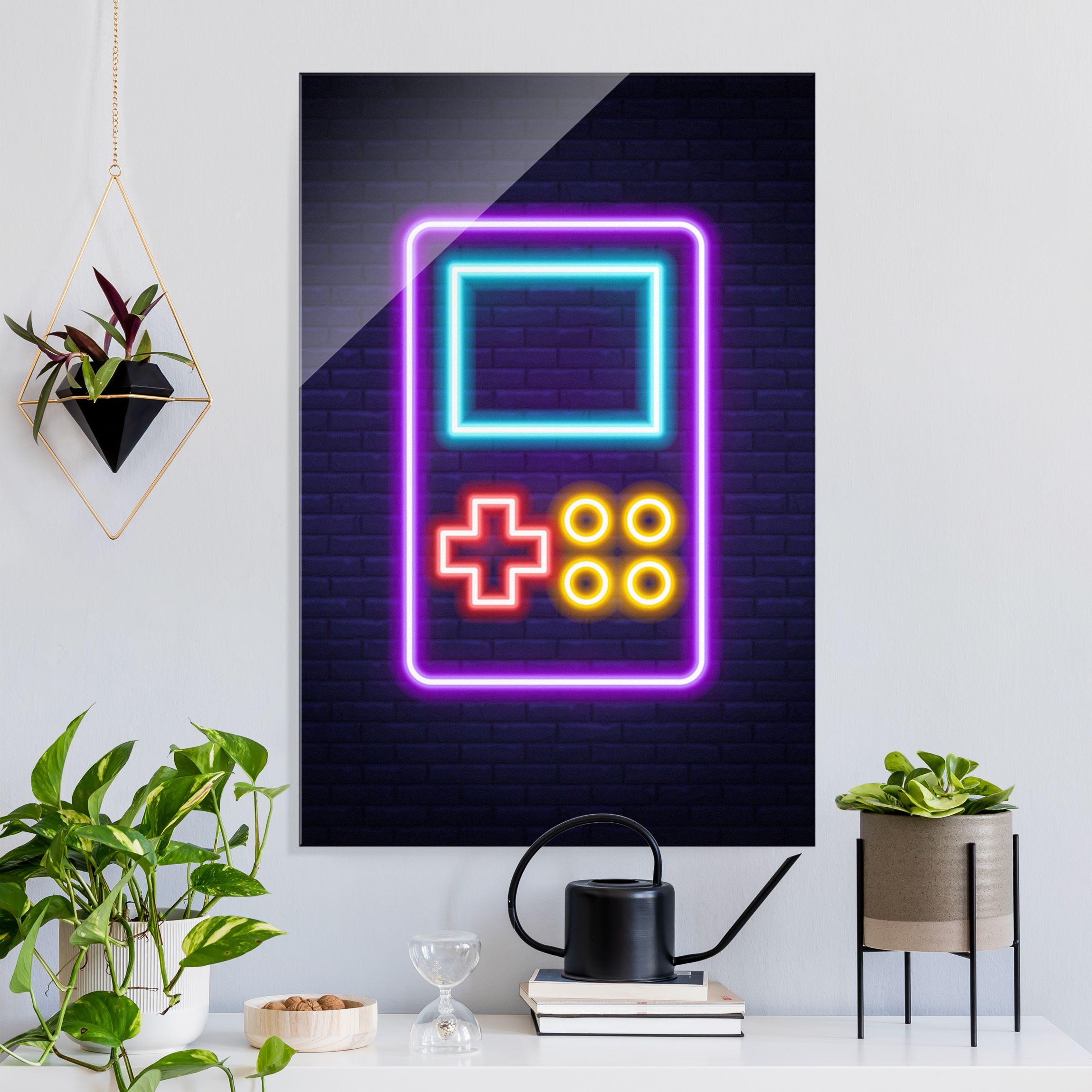 Glasbild Neon Klassik Konsole
