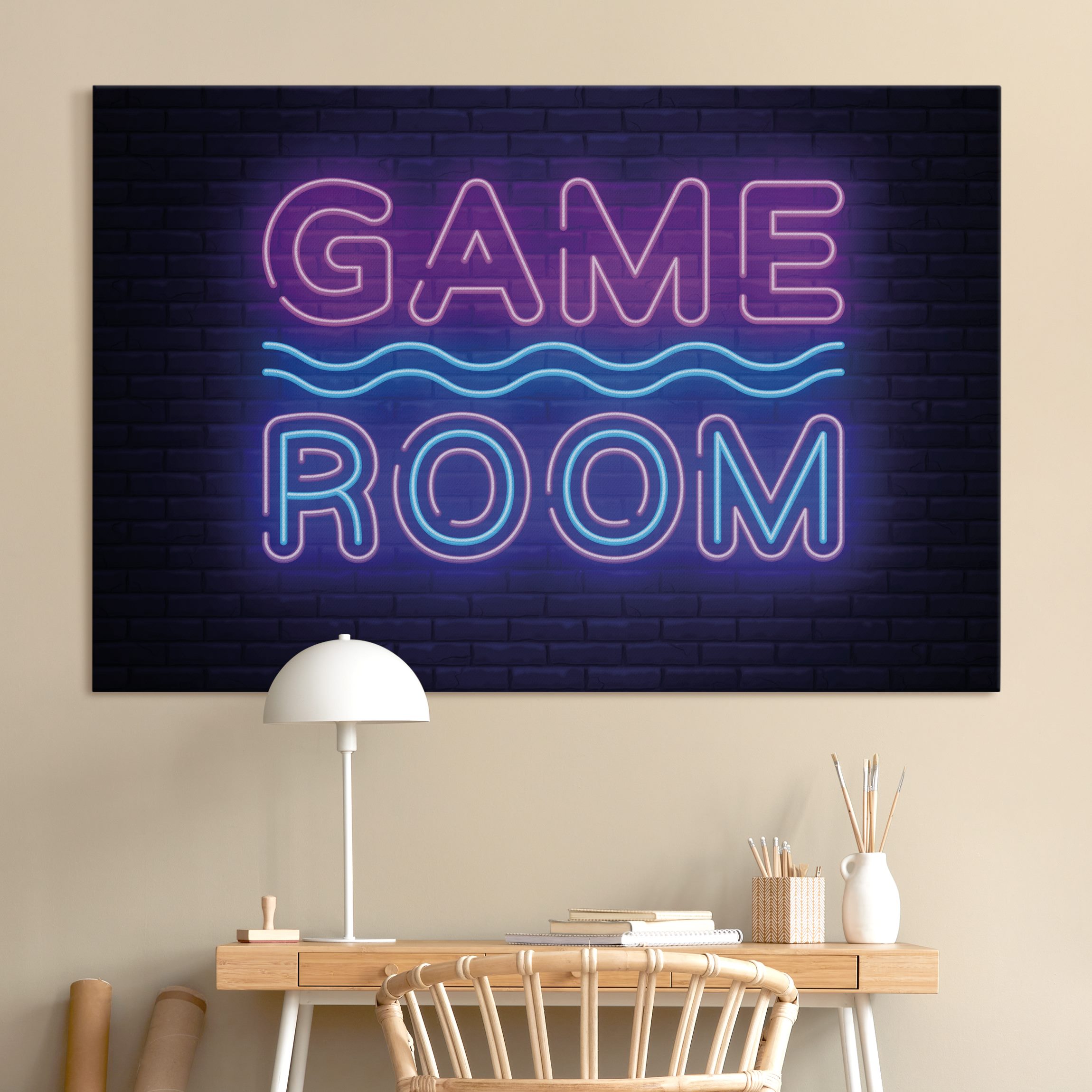 Akustikbild Neon Schrift Game Room