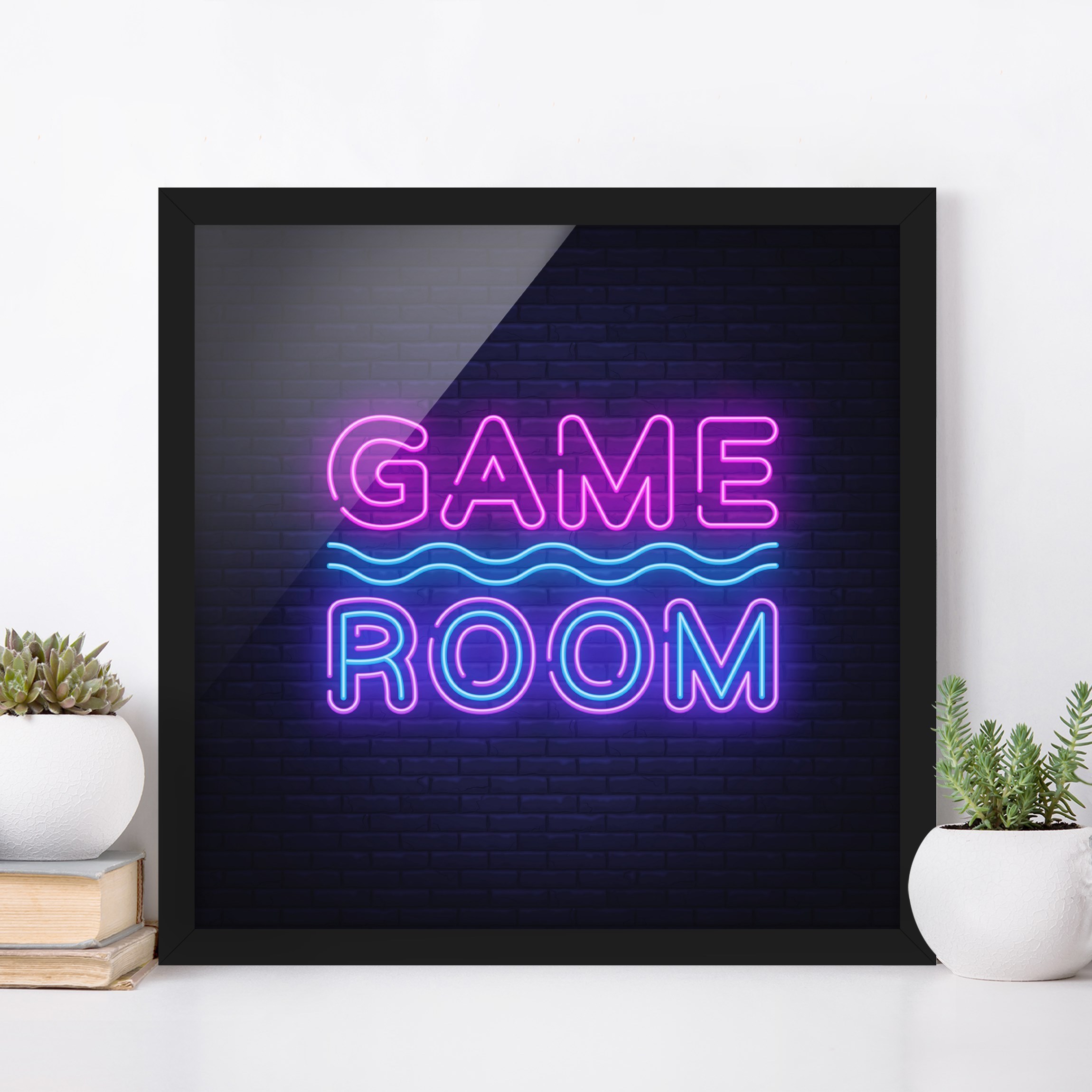 Bild mit Rahmen Neon Schrift Game Room