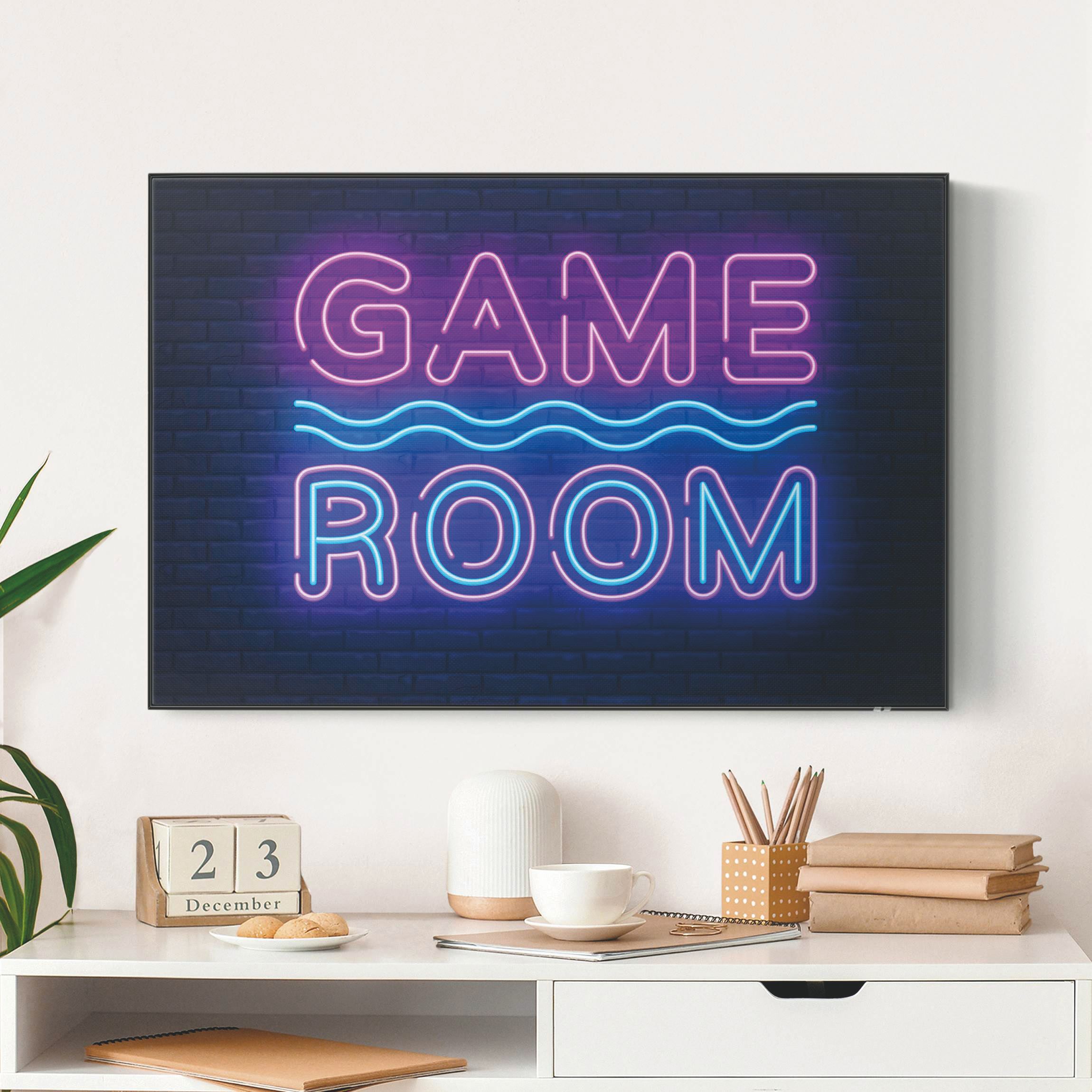 Akustik-Wechselbild Neon Schrift Game Room