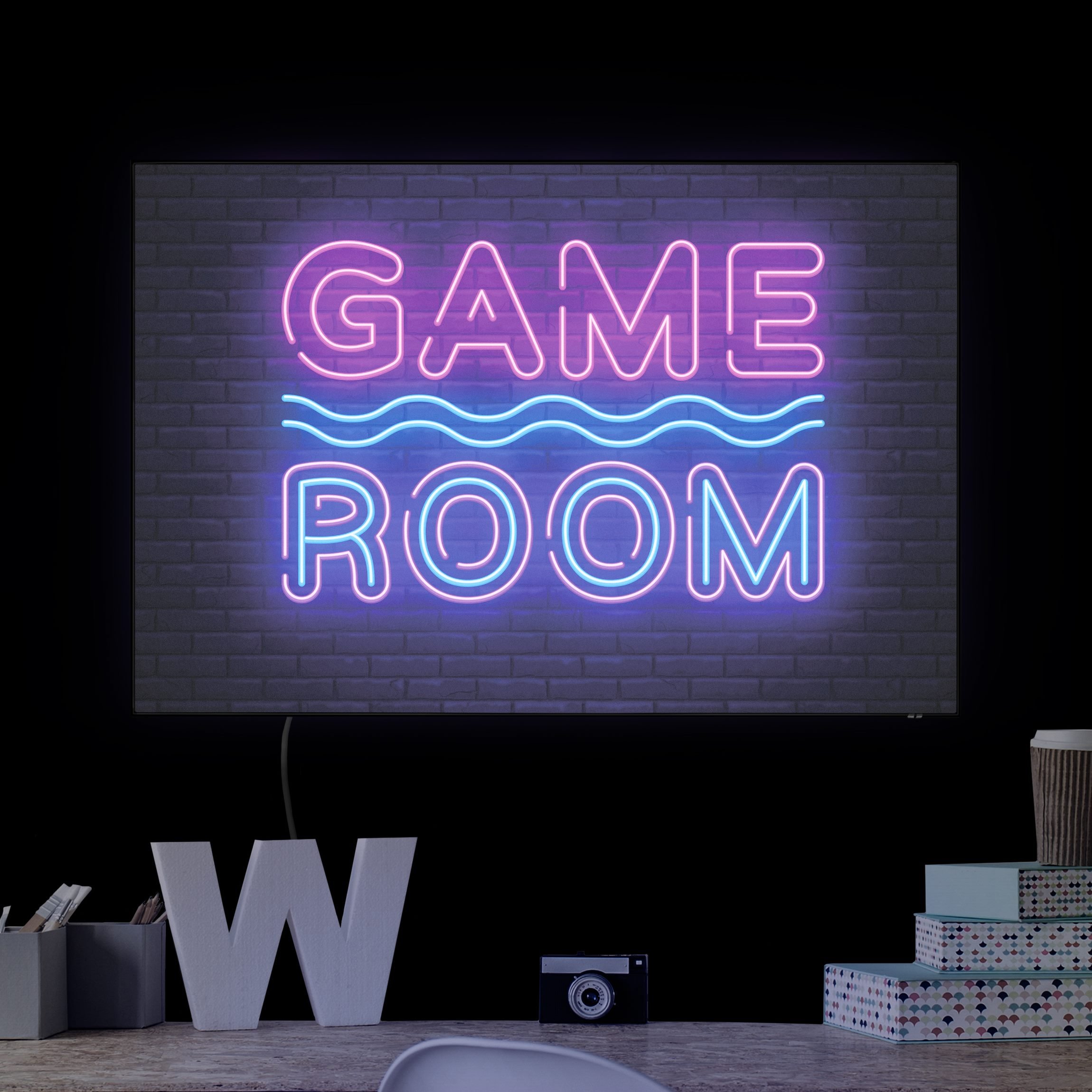 LED-Wechselbild Neon Schrift Game Room