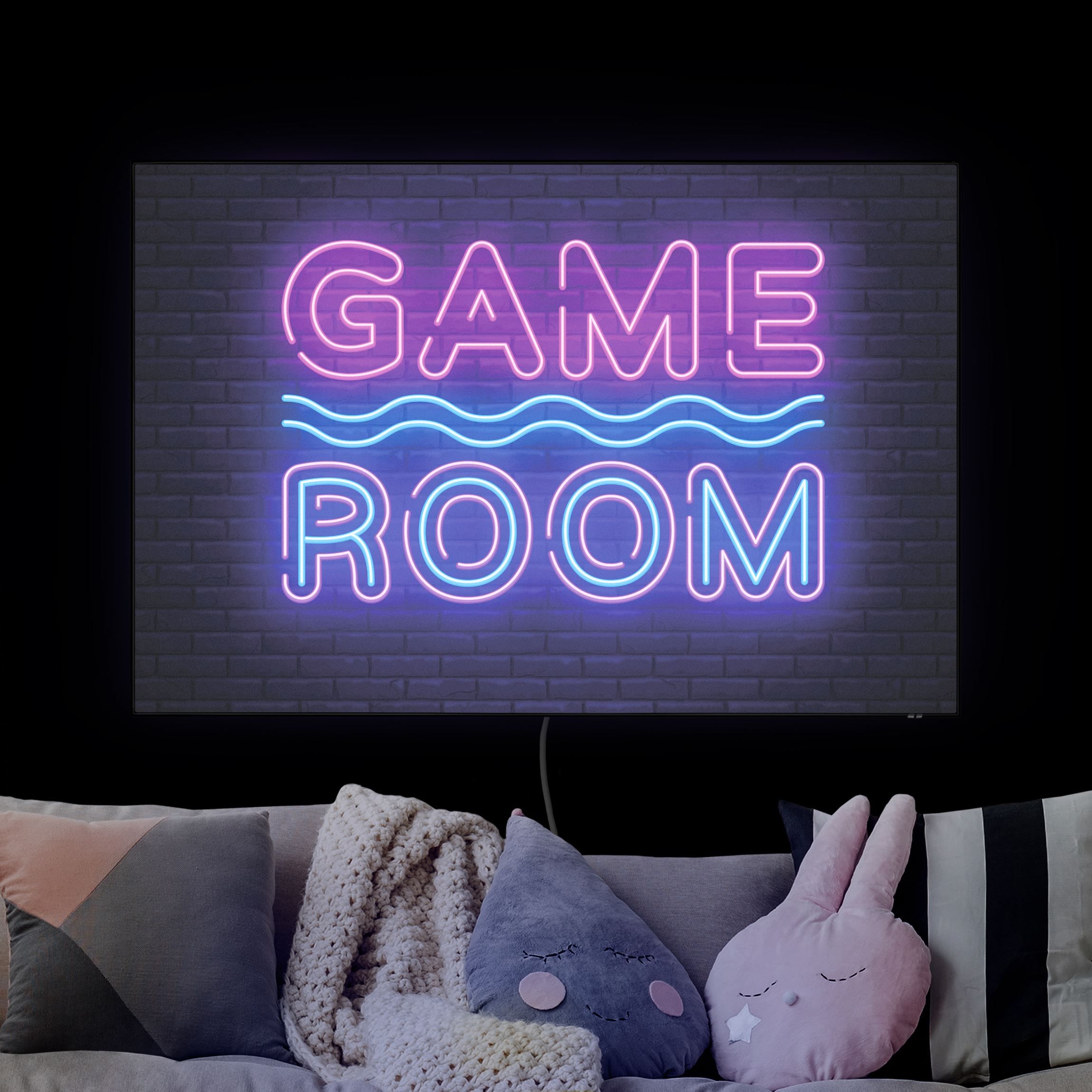 LED-Wechselbild Neon Schrift Game Room