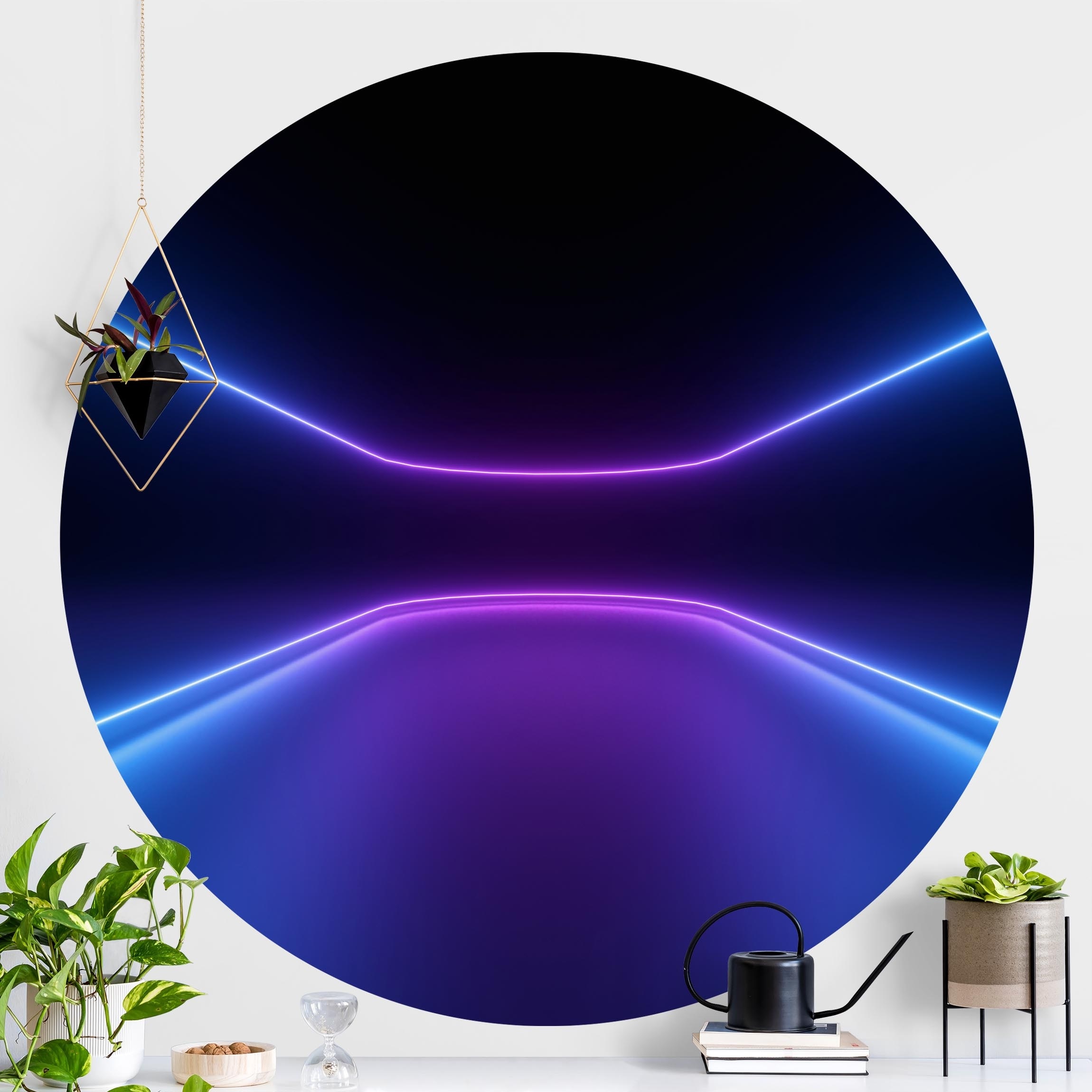 Runde Tapete selbstklebend Neonlichter