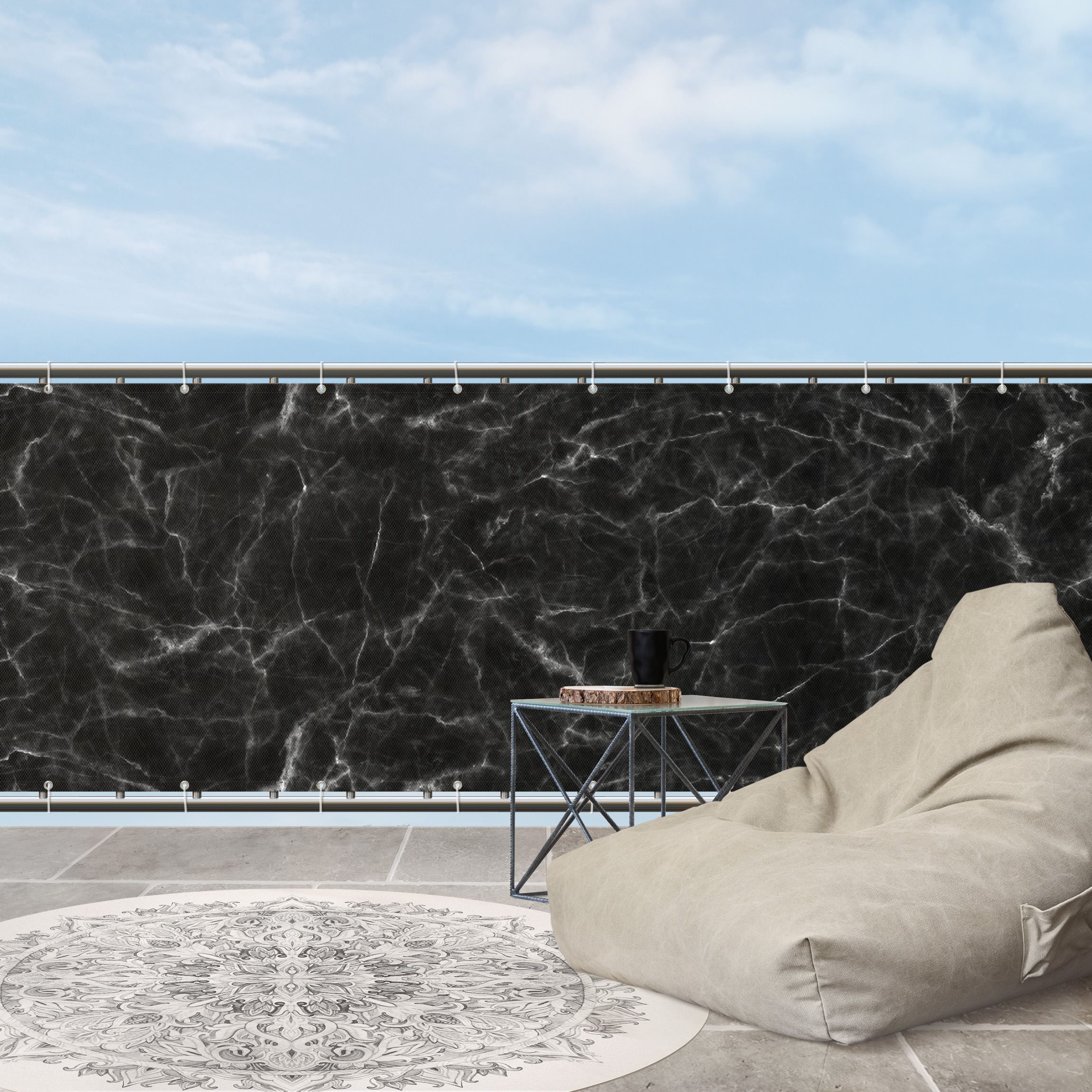 Balkon Sichtschutz Nero Carrara