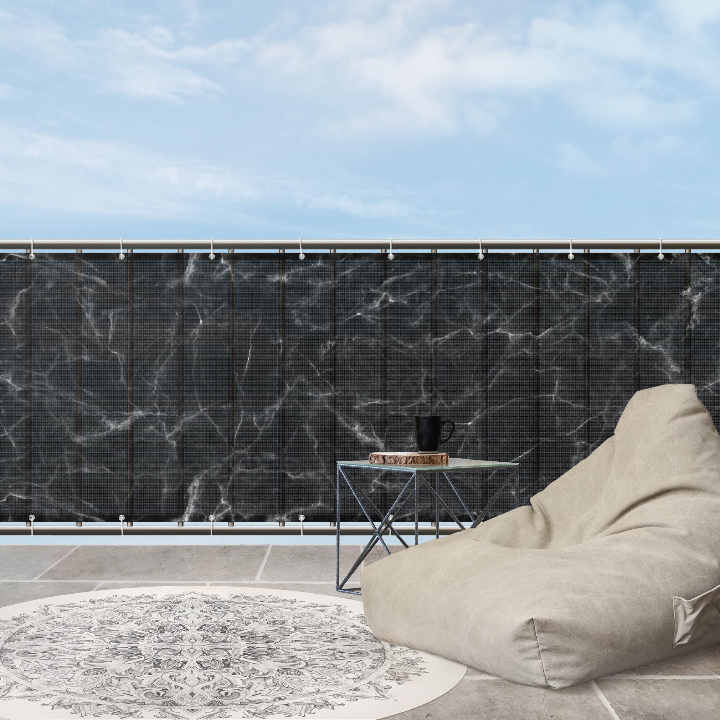 Balkon Sichtschutz Nero Carrara
