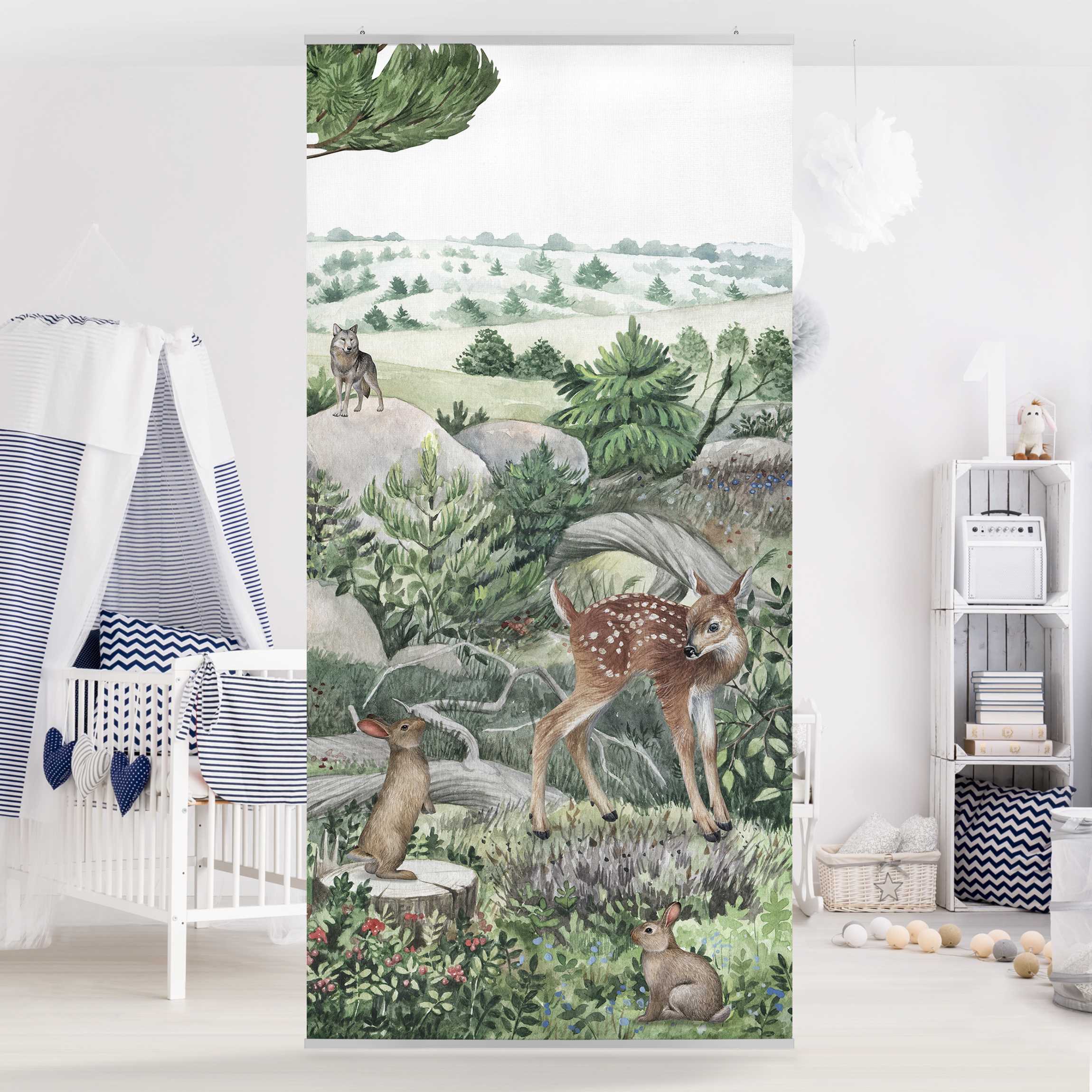 Raumteiler Neugieriges Rehkitz auf Erkundungstour