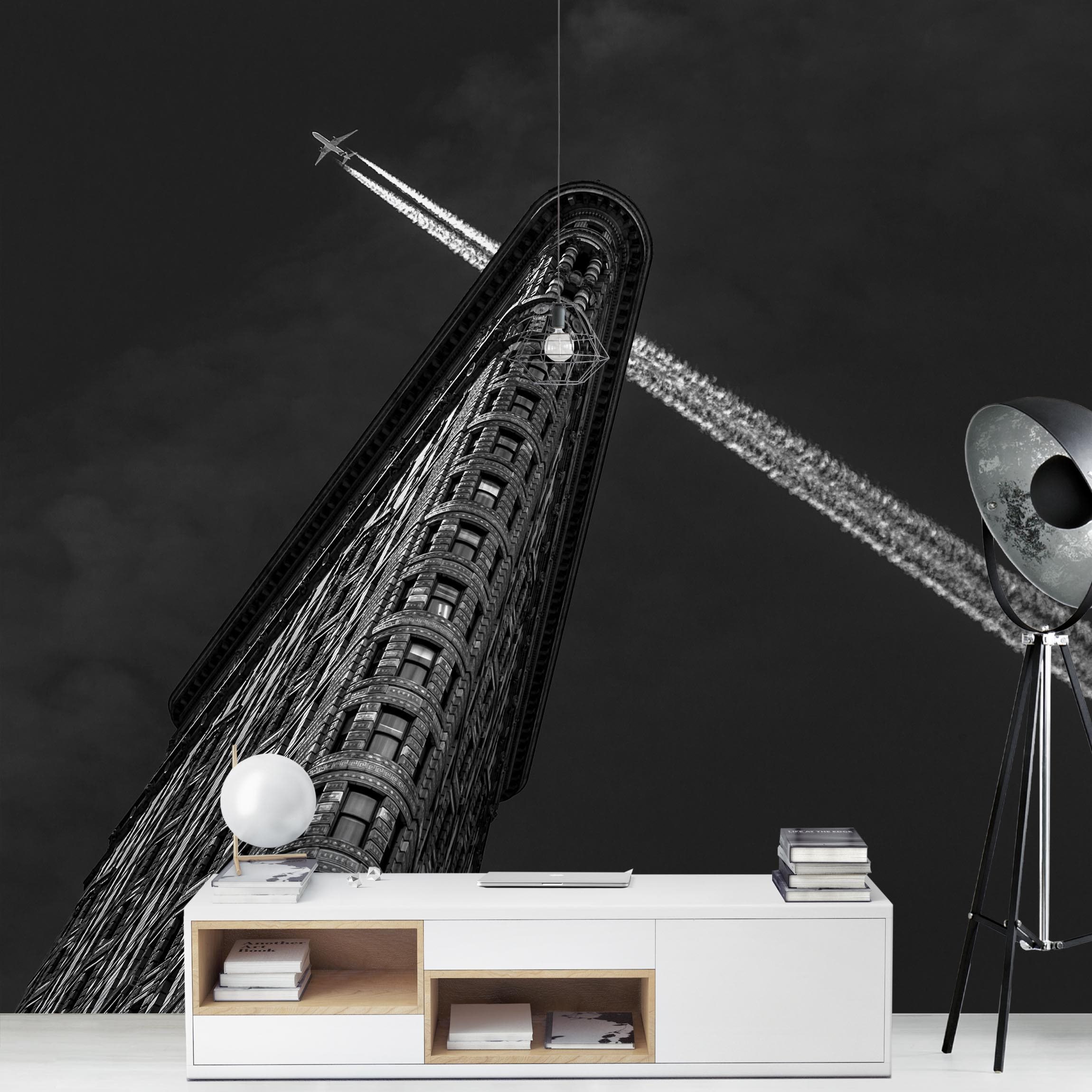 Fototapete New York Flat Iron mit Flugzeug