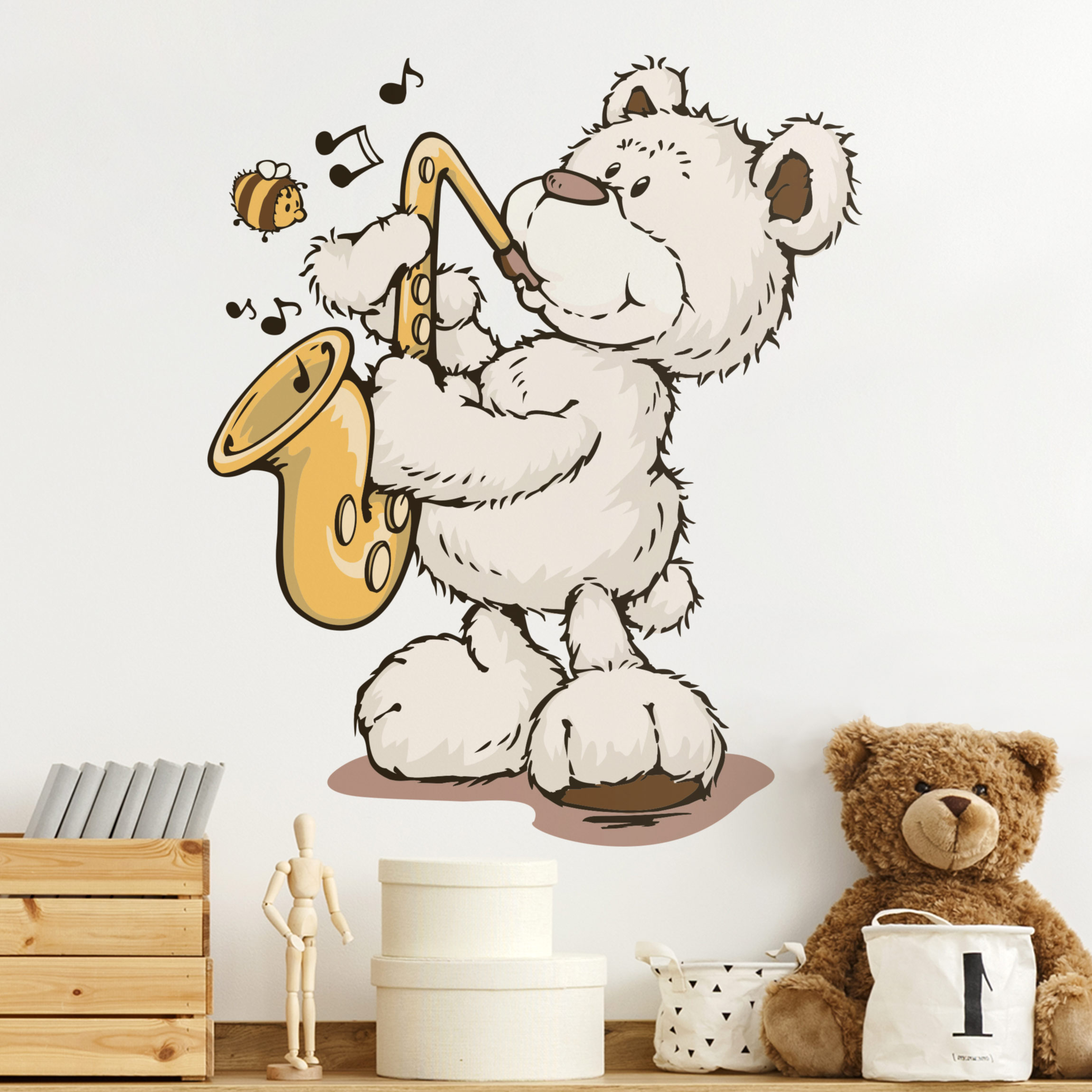 Wandtattoo NICI - Classic Bear - Bär spielt Saxophon