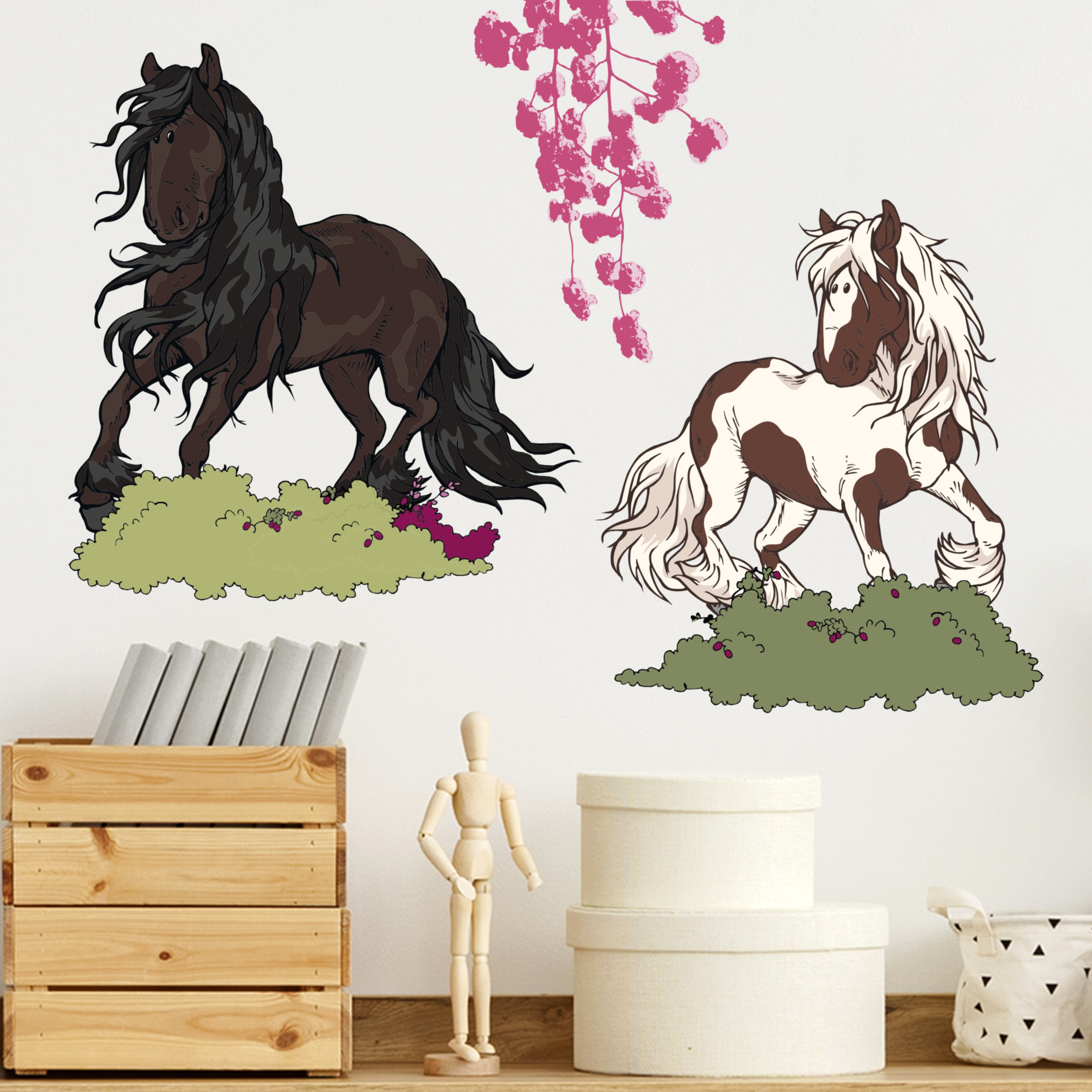 Wandtattoo NICI - Horse Club - dunkles und geflecktes Pferd Ausritt