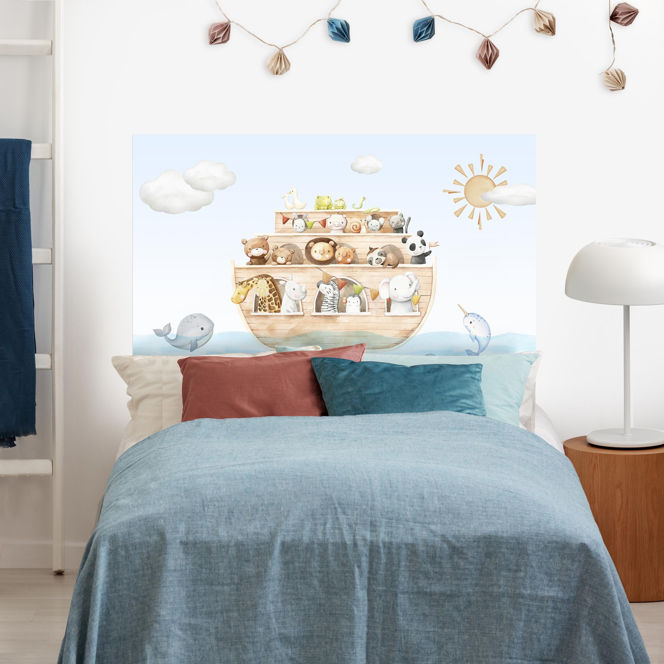 Kopfteil Bett Niedliche Tierkinder auf der Arche