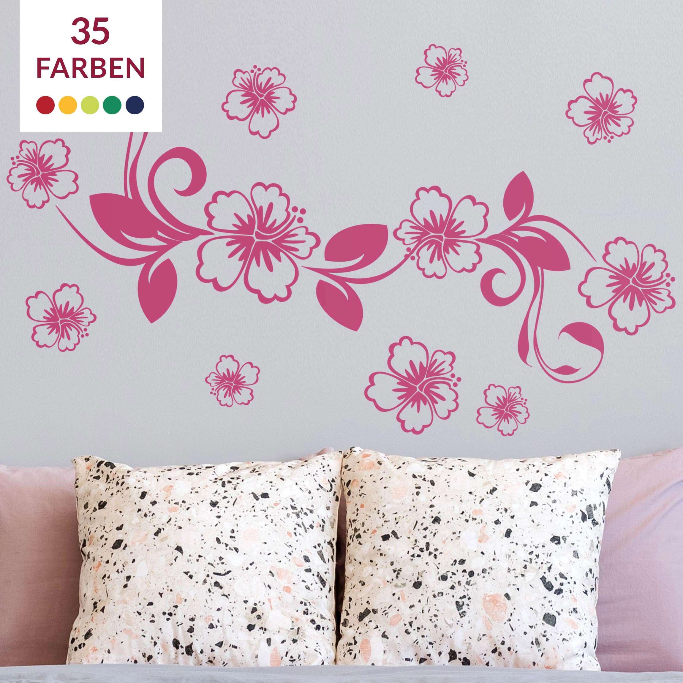 Wandtattoo Blumen No.CA10 Hibiskustraum Set