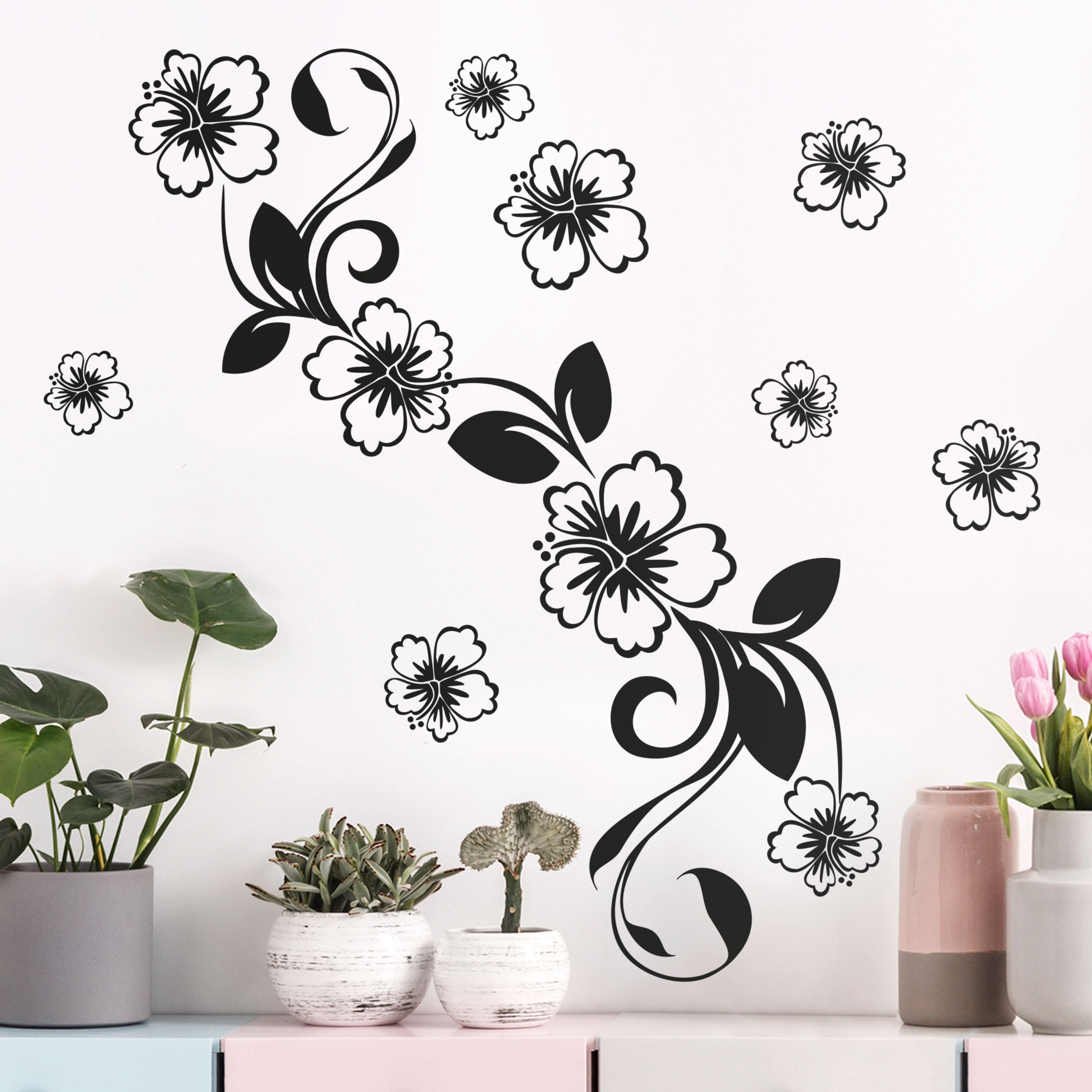 Wandtattoo No.CA10 Hibiskustraum Set