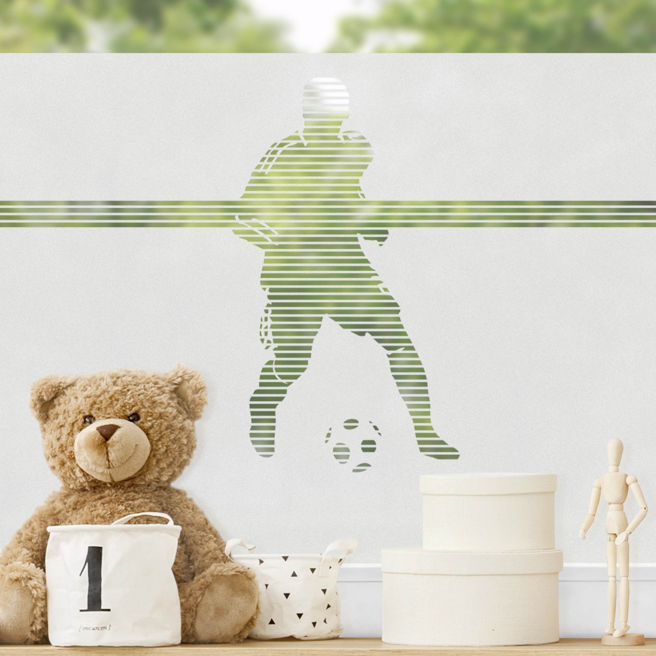 Fensterfolie Sichtschutz No.UL3 Fussballspieler Bordüre
