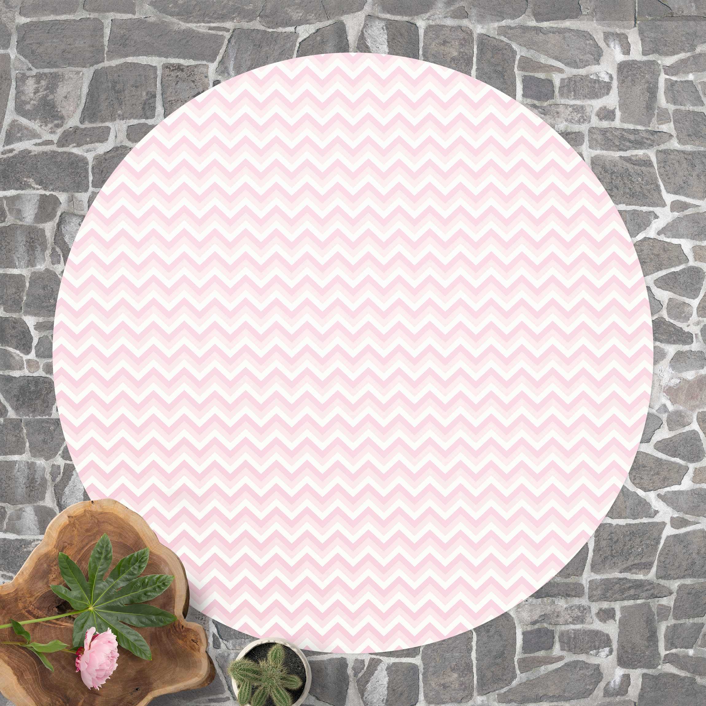 Runder Vinyl-Teppich No.YK37 ZickZack Muster Rosa