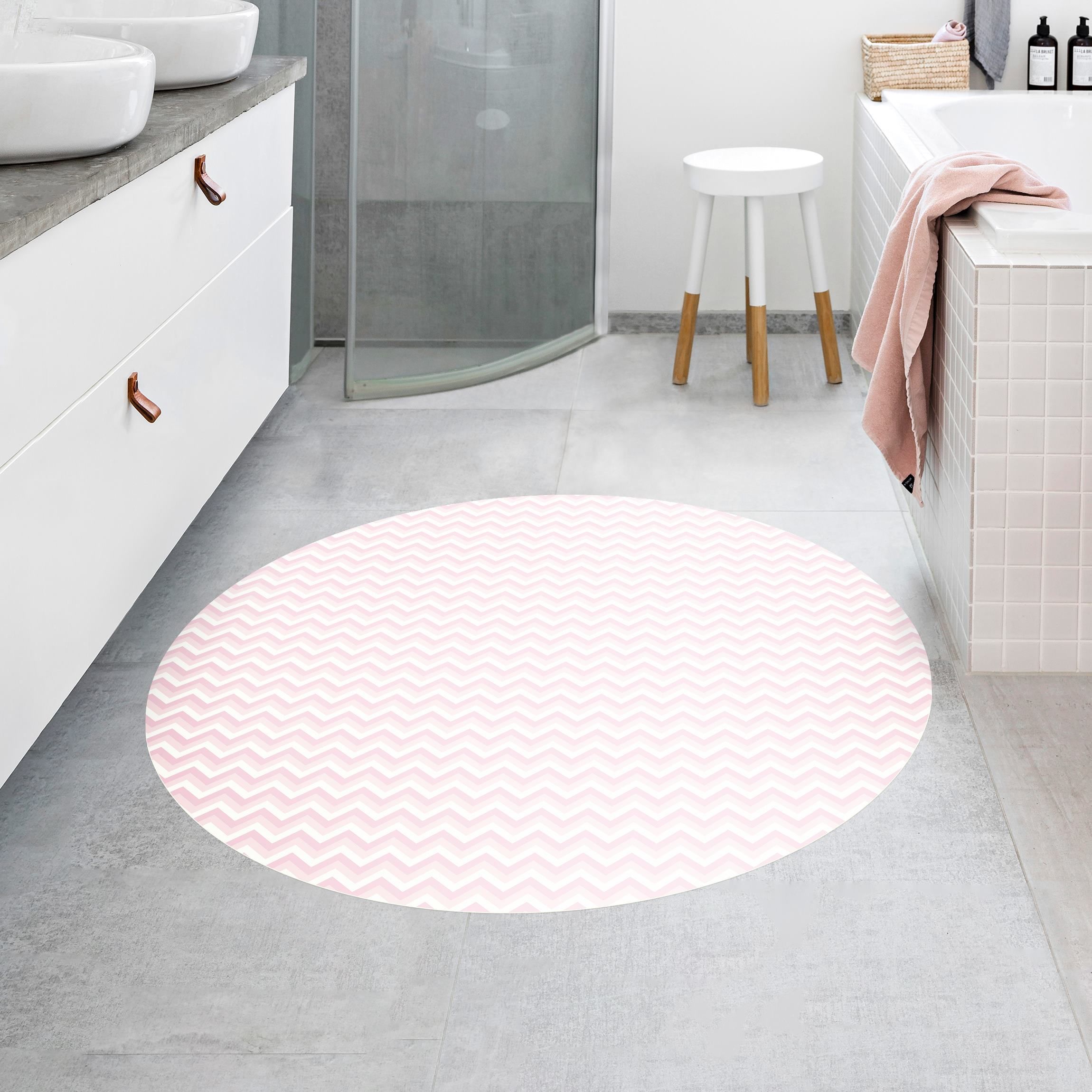 Runder Vinyl-Teppich No.YK37 ZickZack Muster Rosa