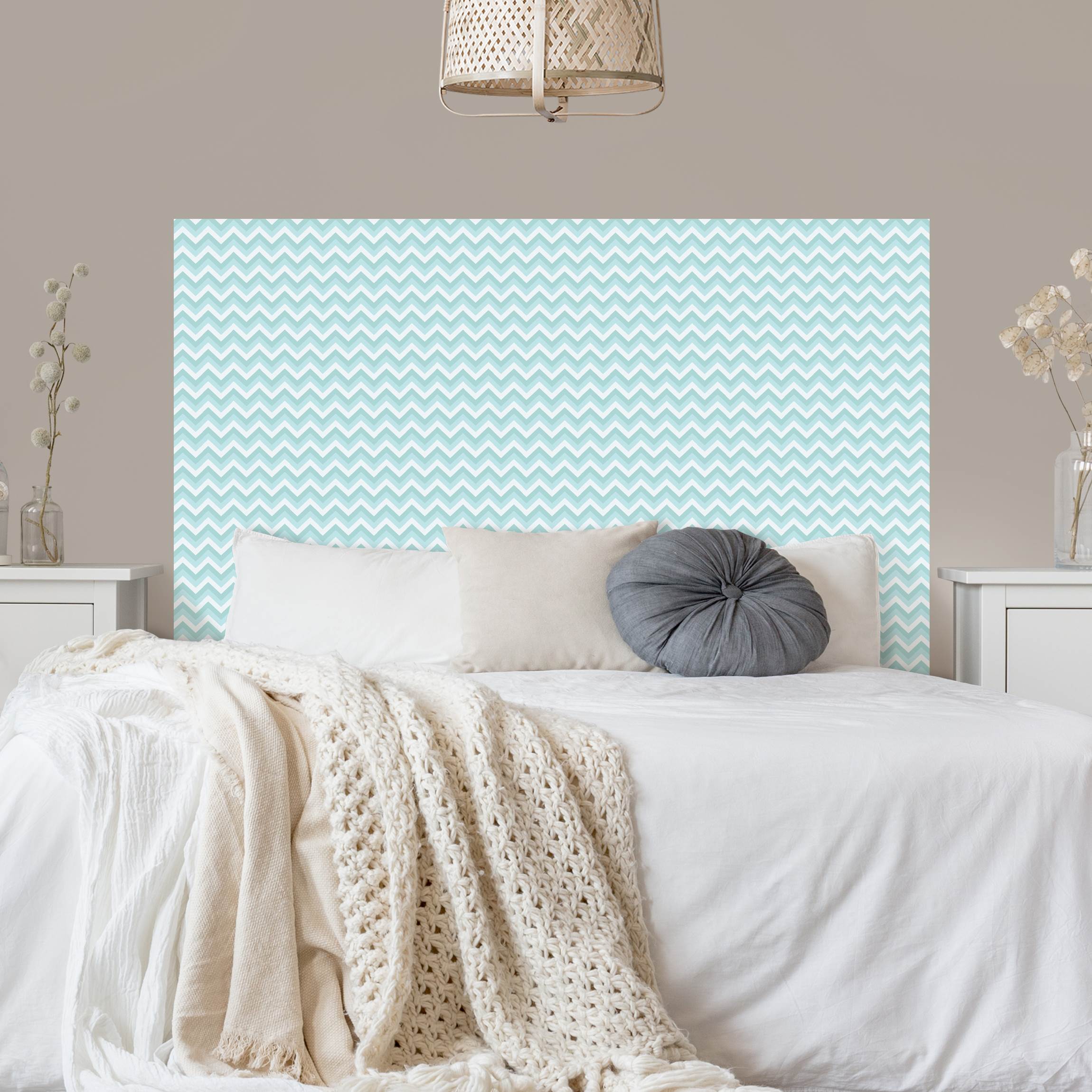 Kopfteil Bett No.YK39 ZickZack Muster Blau