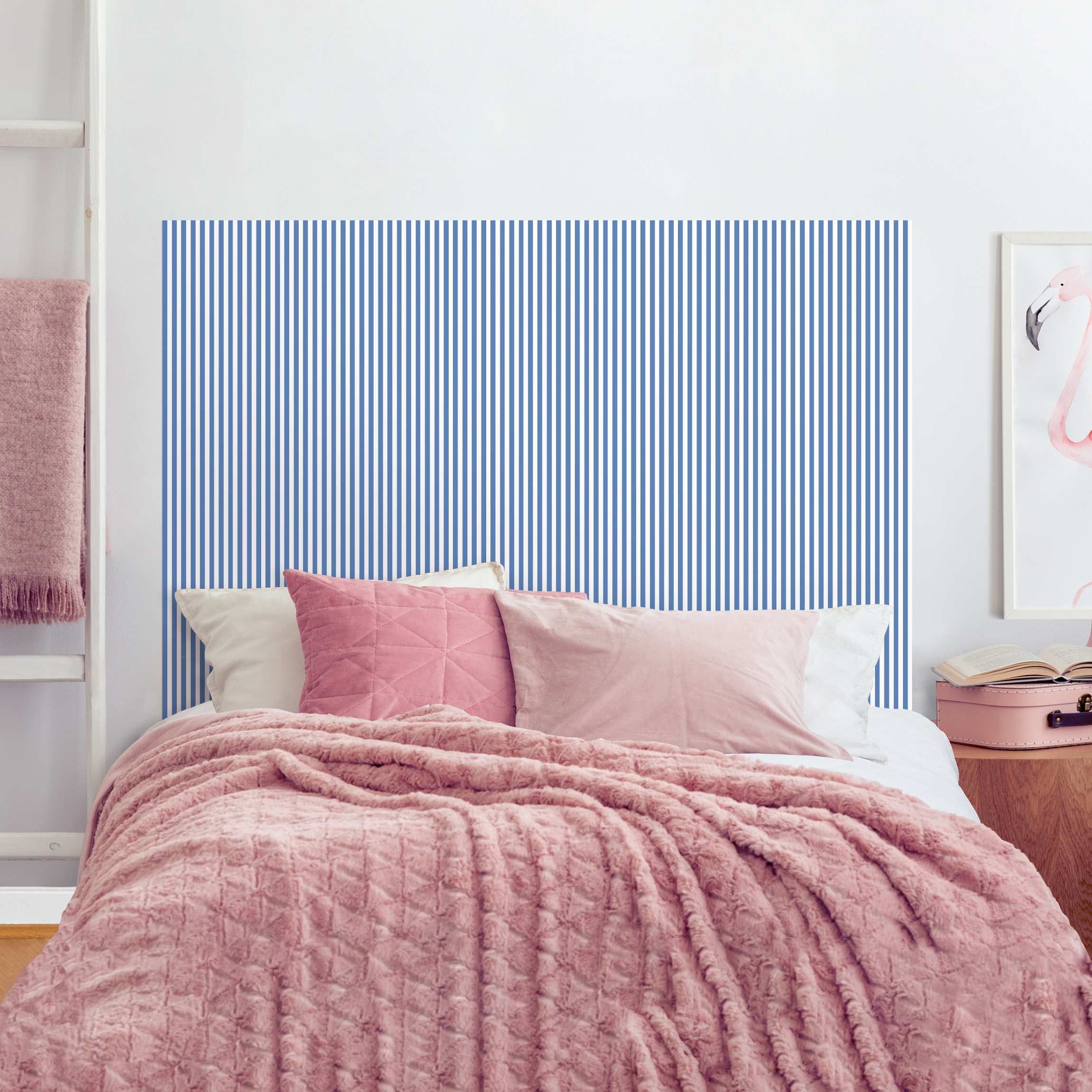 Kopfteil Bett No.YK44 Streifen Blau Weiß