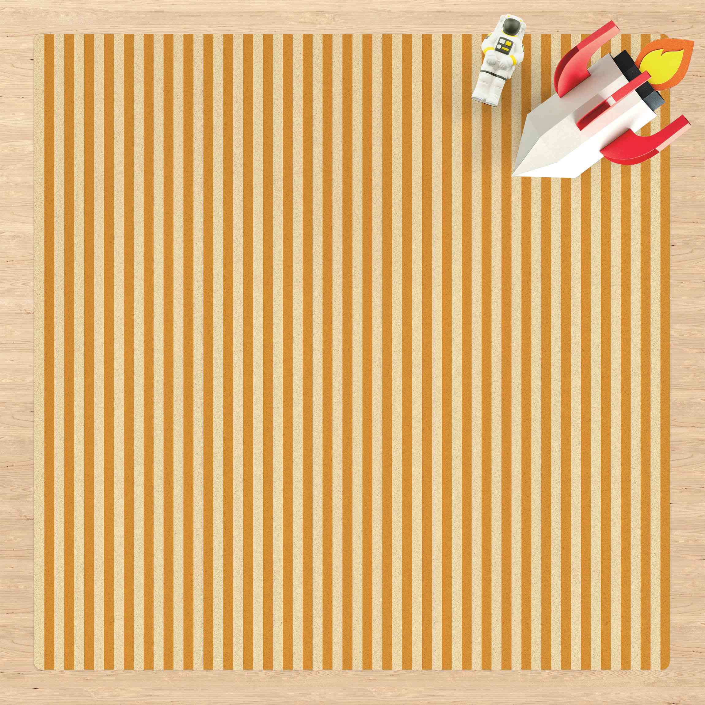 Kork-Teppich No.YK46 Streifen Gelb Beige