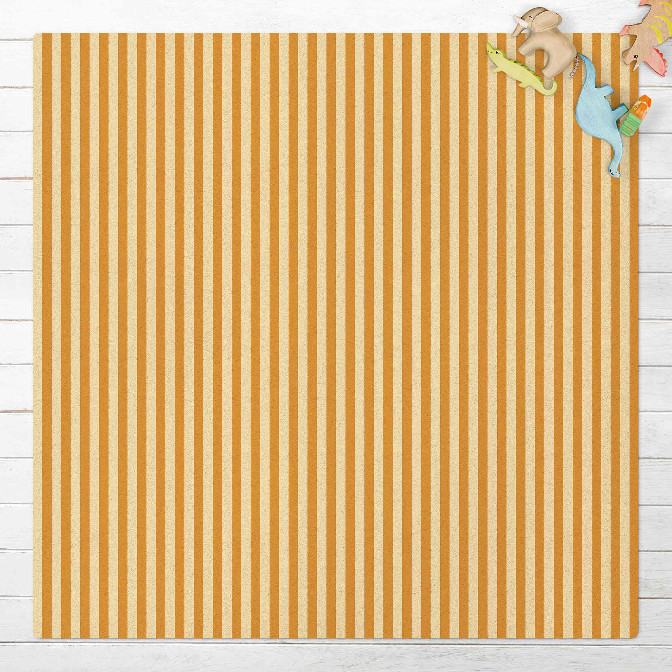 Kork-Teppich No.YK46 Streifen Gelb Beige