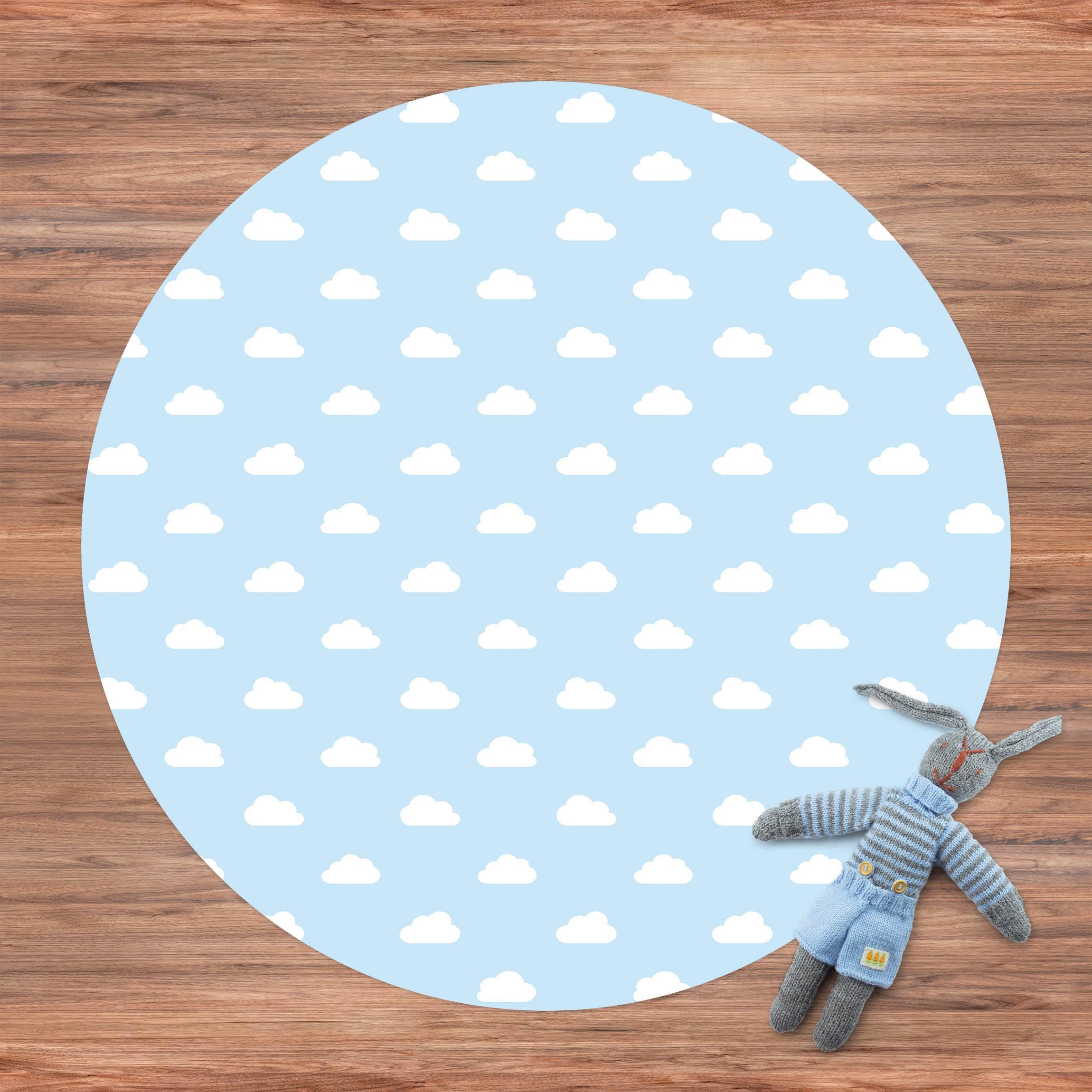 Runder Vinyl-Teppich No.YK54 Wolken Hellblau