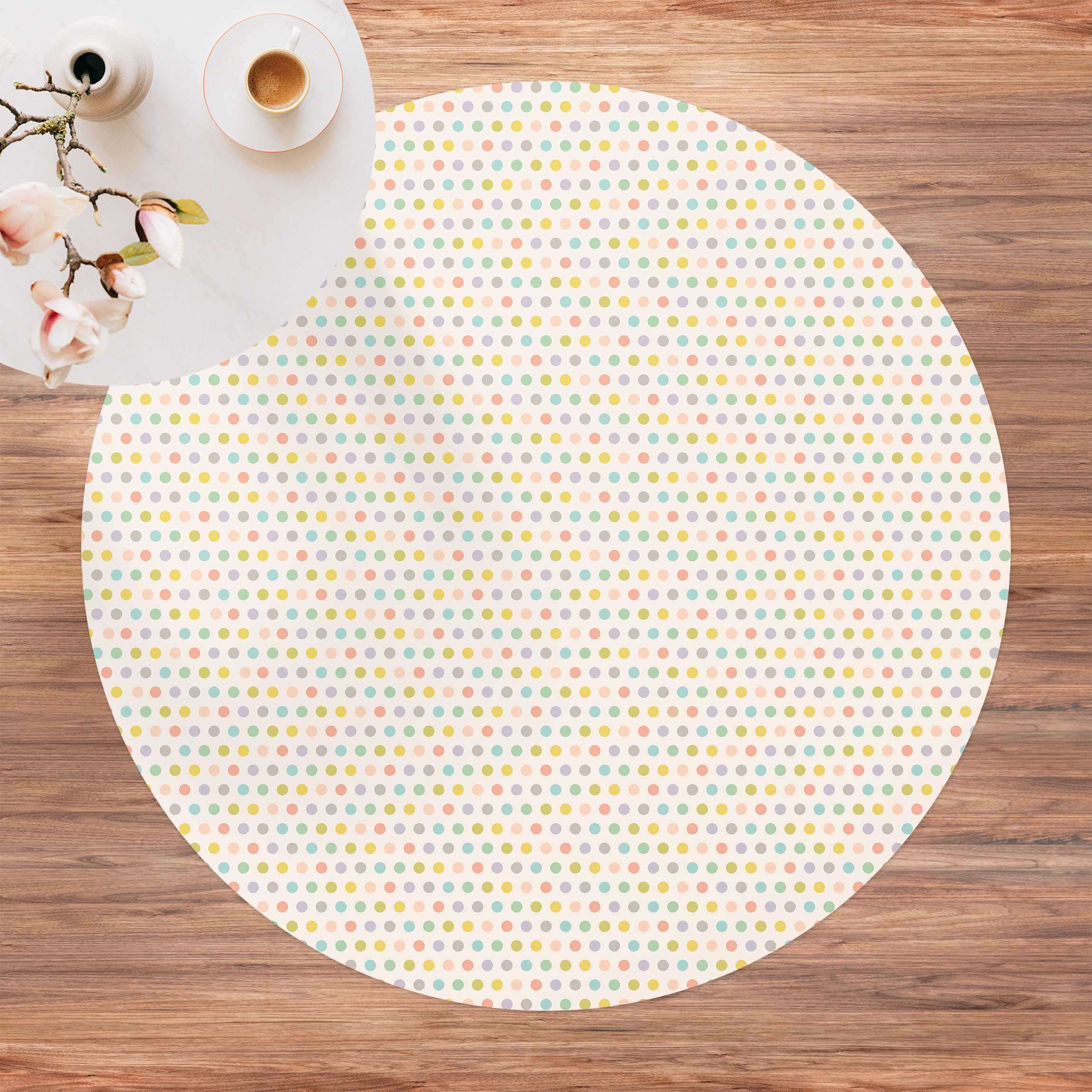 Runder Vinyl-Teppich No.YK61 Punkte Pastell