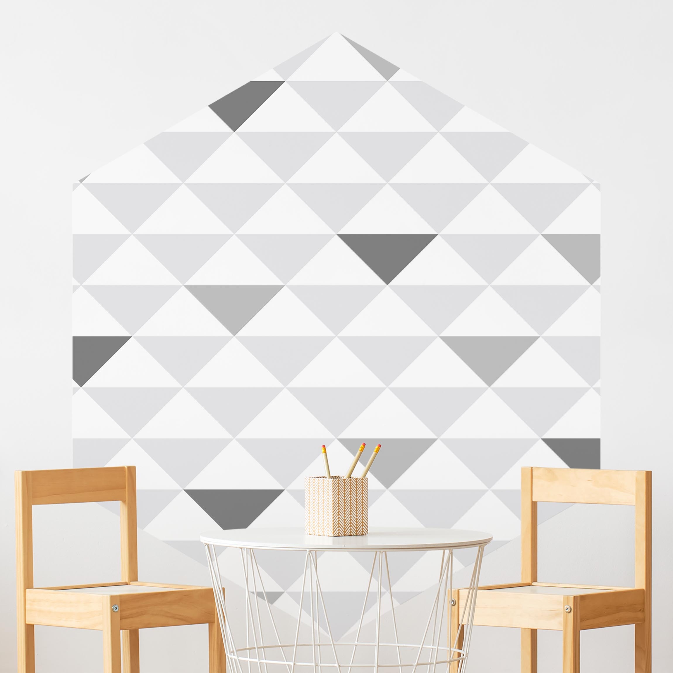 Hexagon Mustertapete selbstklebend No.YK66 Dreiecke Grau Weiß Grau