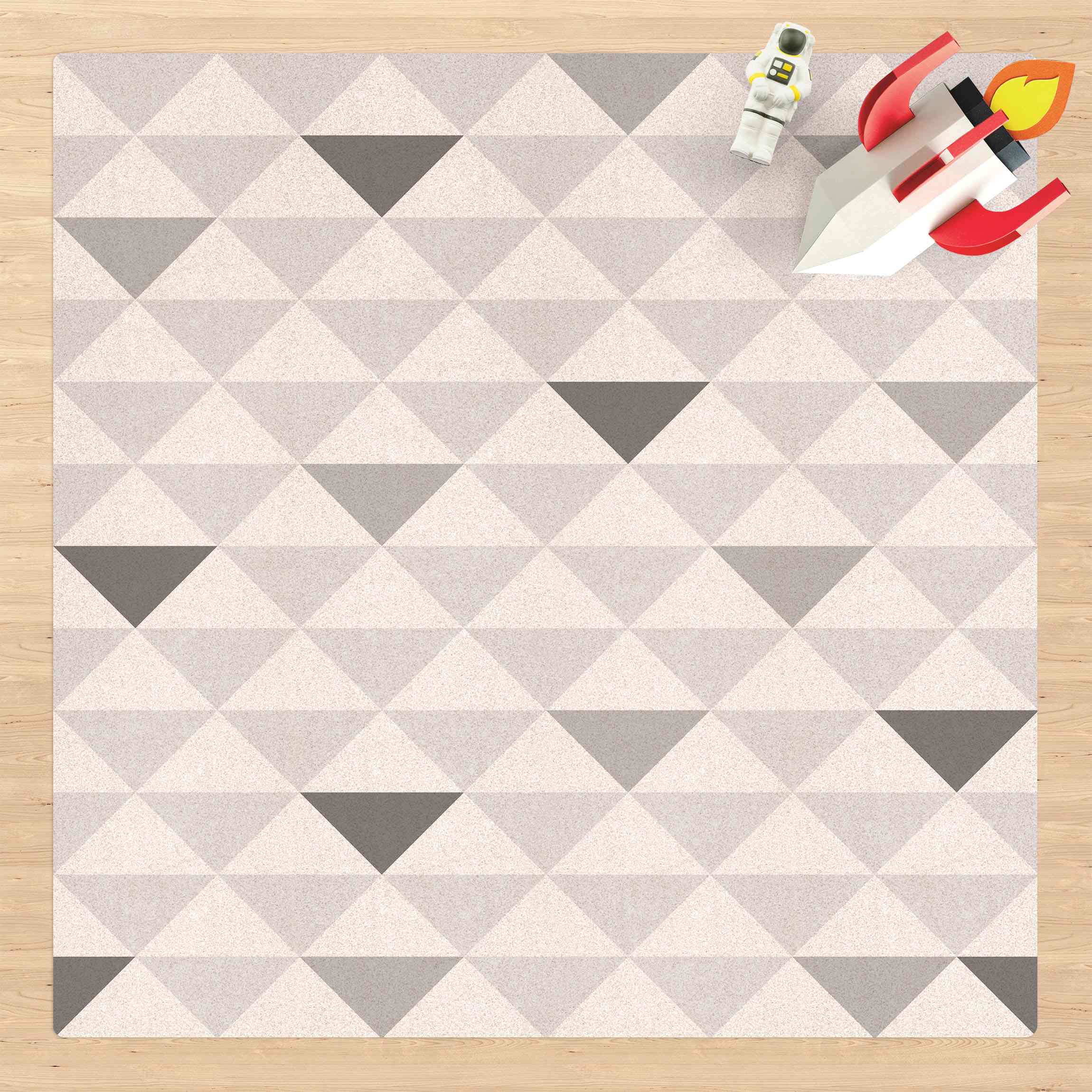 Kork-Teppich No.YK66 Dreiecke Grau Weiß Grau