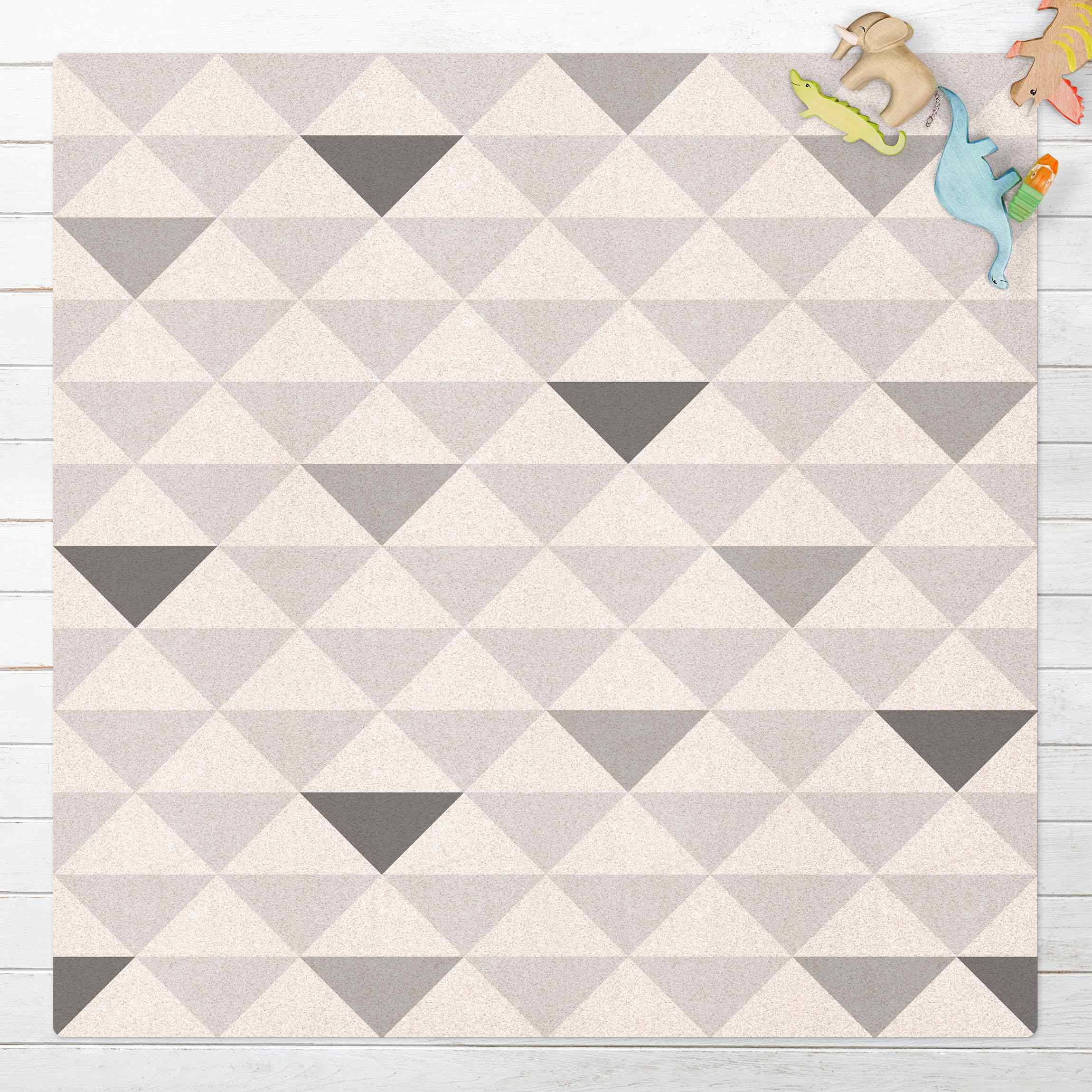 Kork-Teppich No.YK66 Dreiecke Grau Weiß Grau