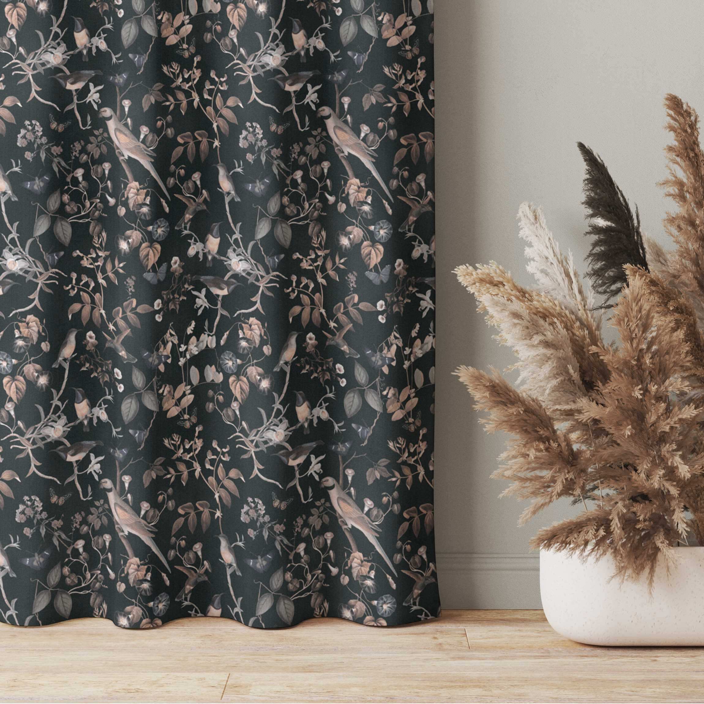 Vorhang Nostalgischer Garten mit Vögeln