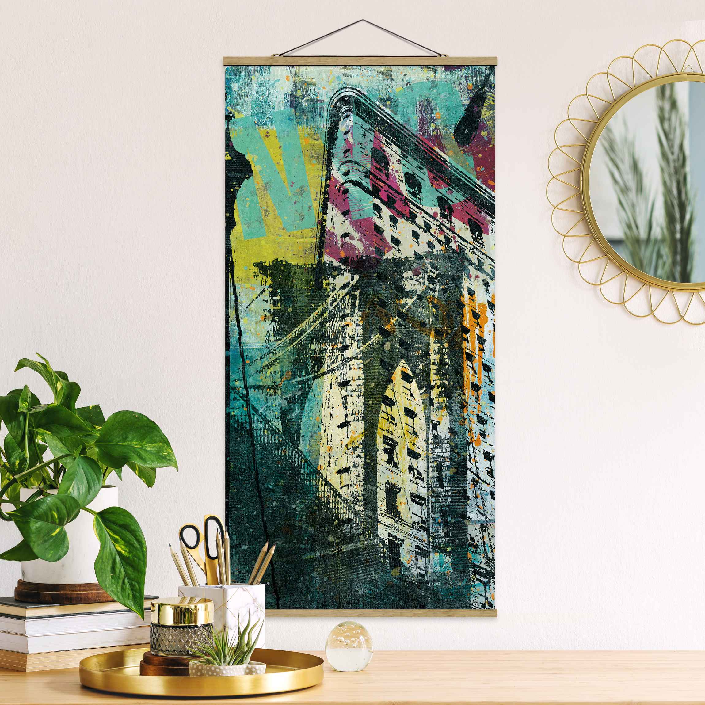 Stoffbild NY Graffiti Iron Flat Building