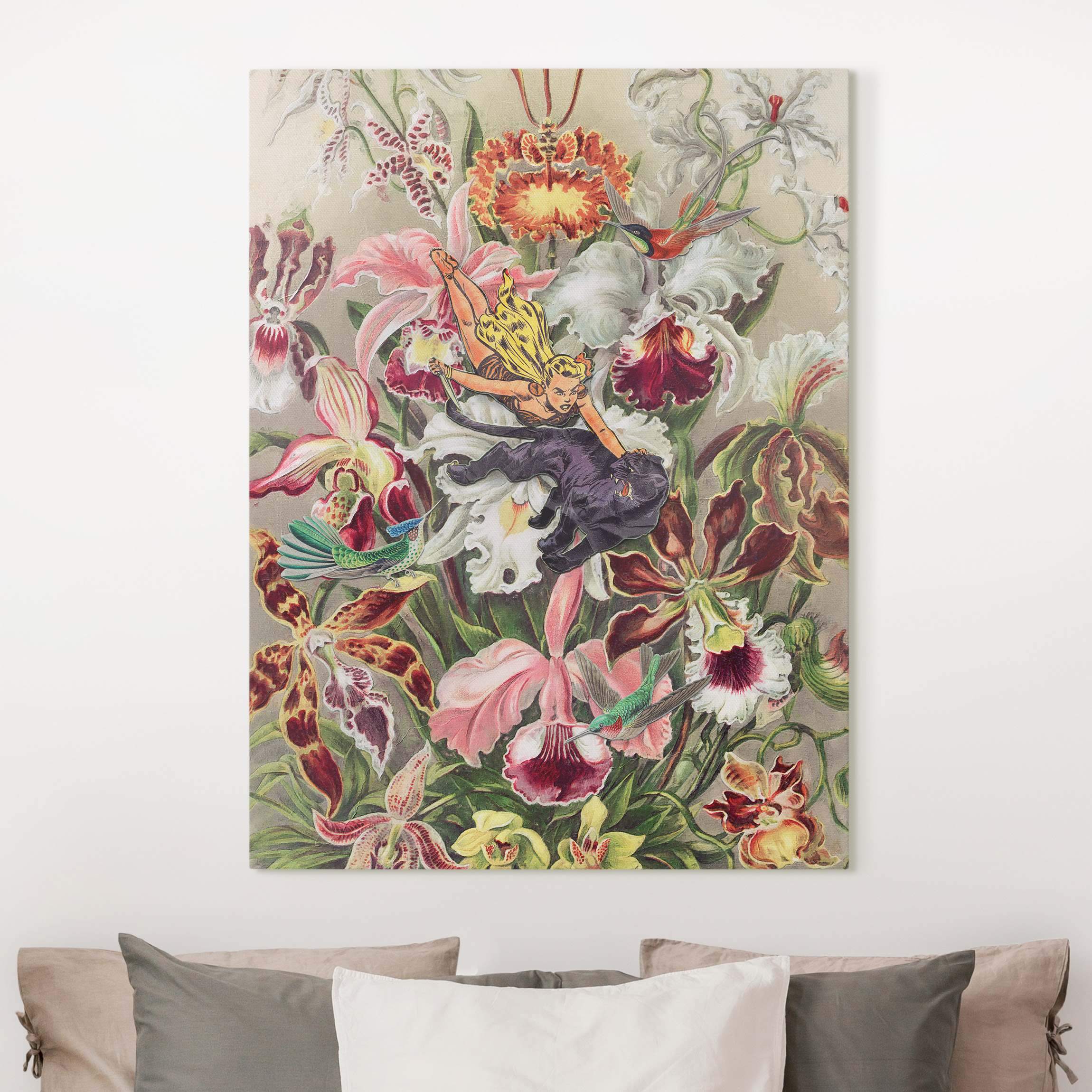 Leinwandbild Nymphe mit Orchideen