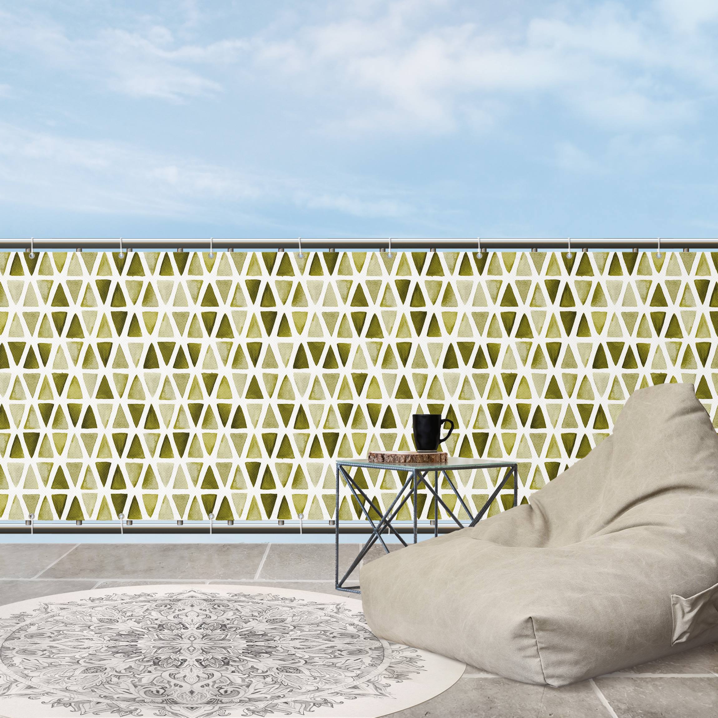 Balkon Sichtschutz Olivgrüne Aquarelldreiecke