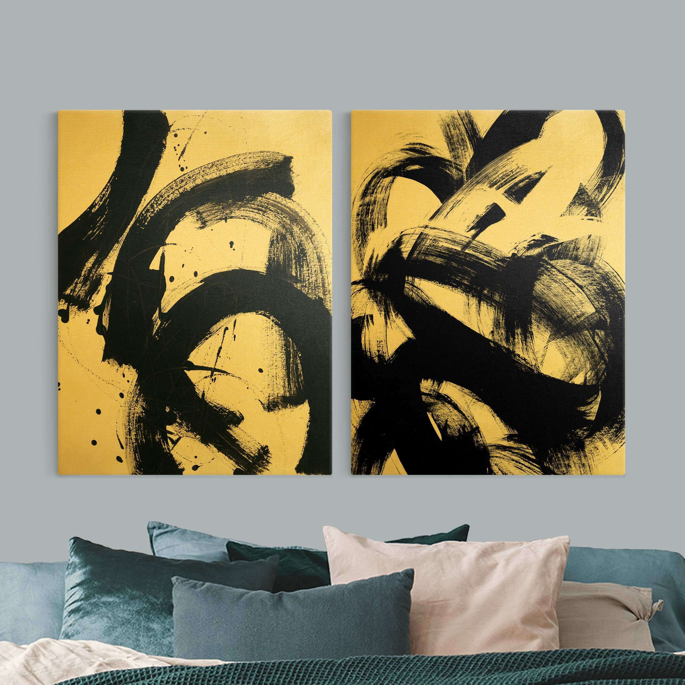 Leinwandbild 2-teilig Onyx in Bewegung Duo