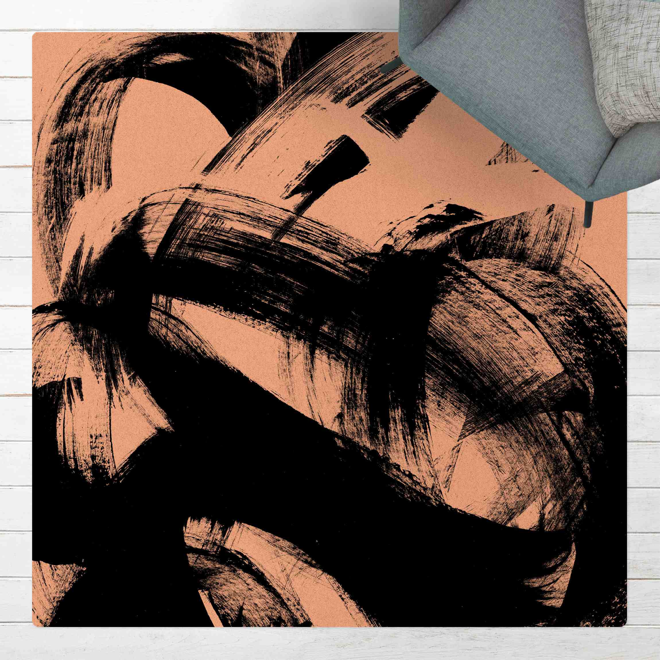 Kork-Teppich Onyx in Bewegung II