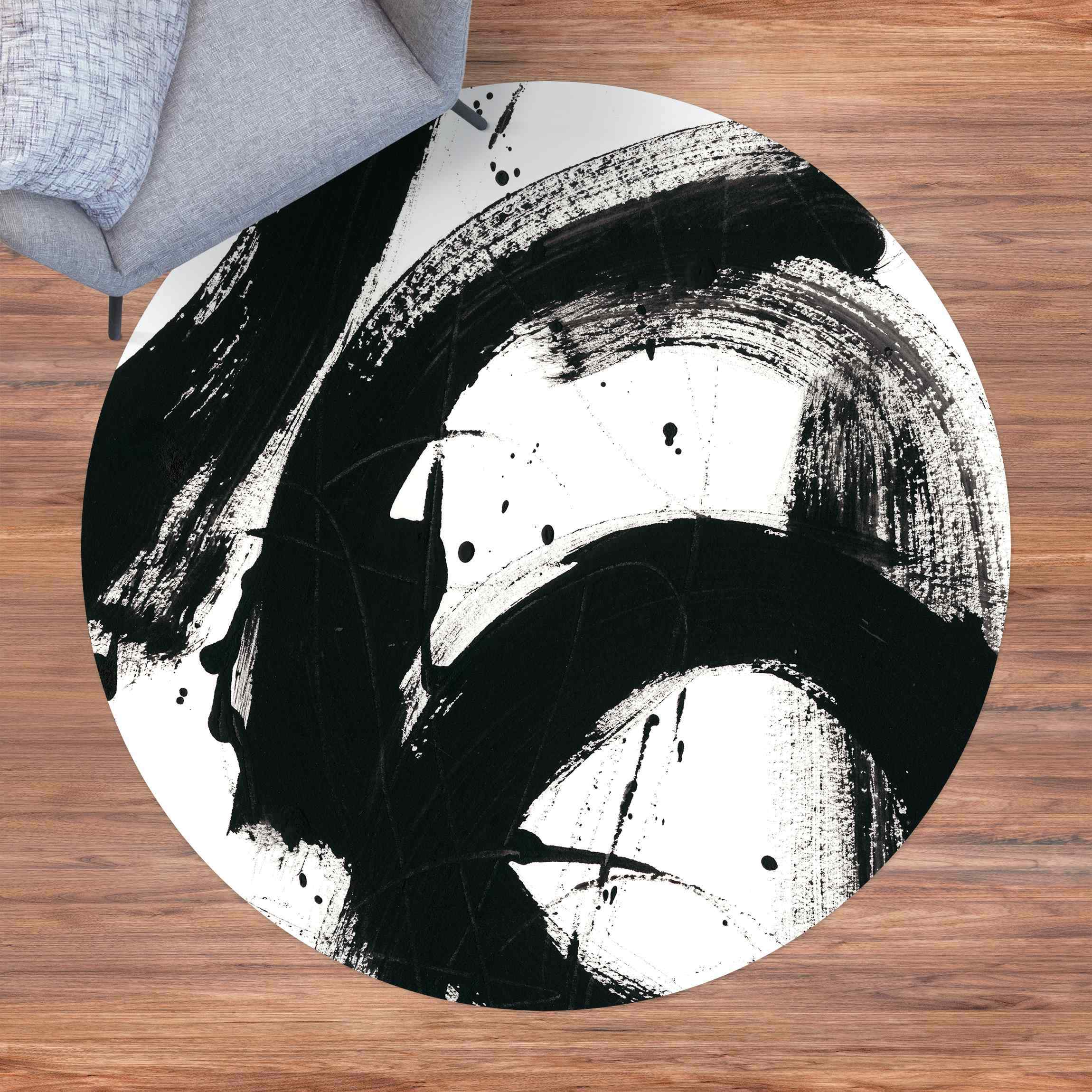 Runder Vinyl-Teppich Onyx in Bewegung