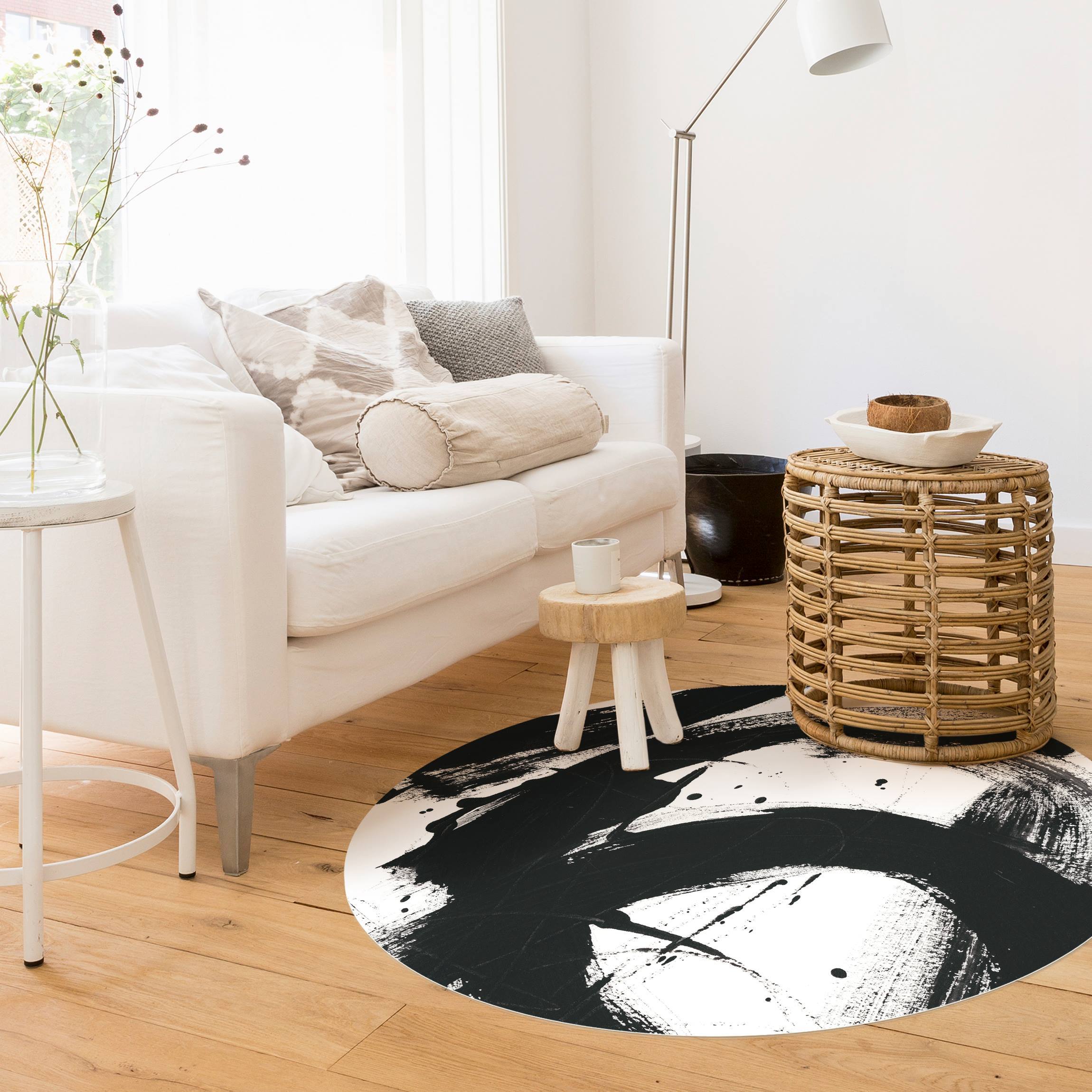 Runder Vinyl-Teppich Onyx in Bewegung