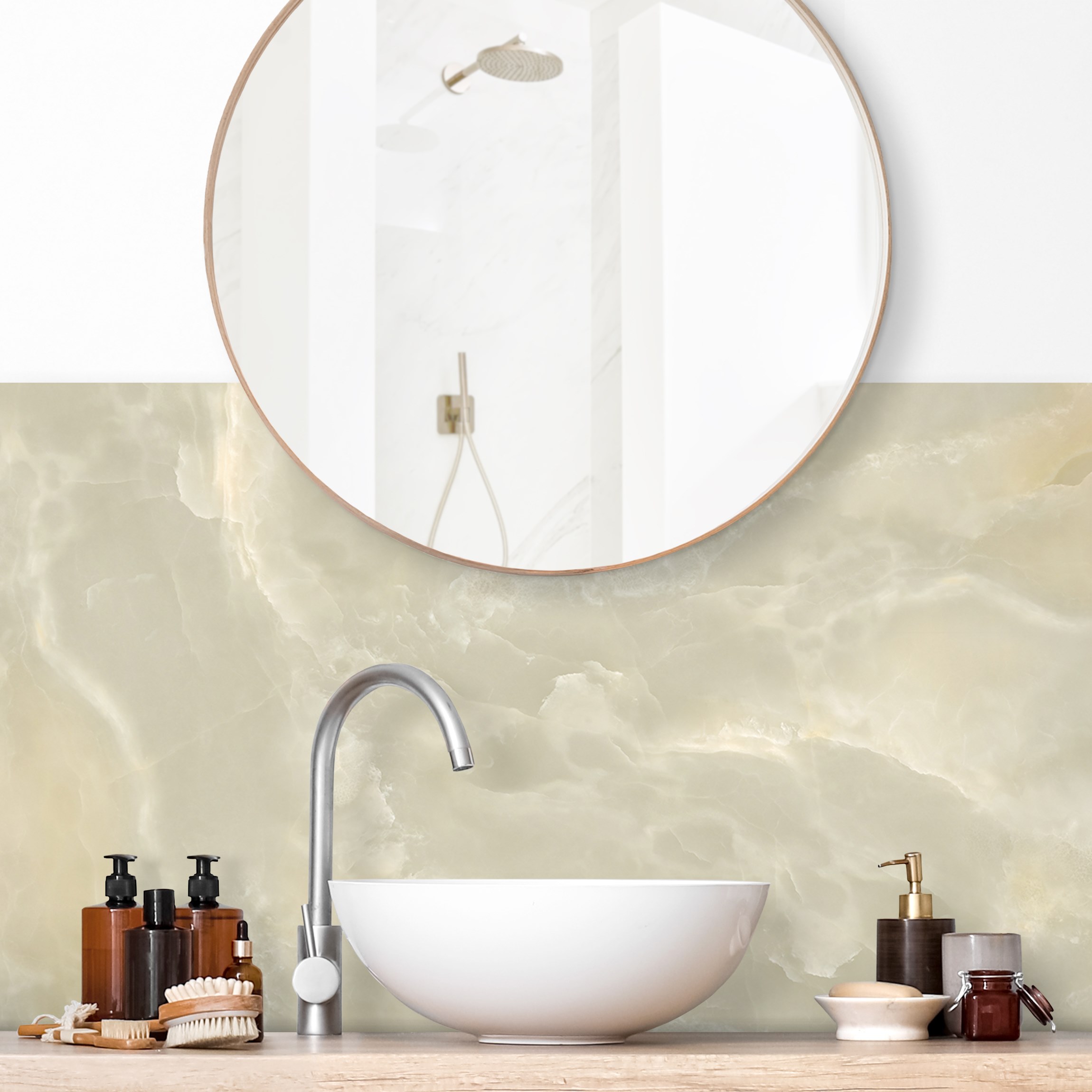 Wandverkleidung Bad Onyx Marmor Creme